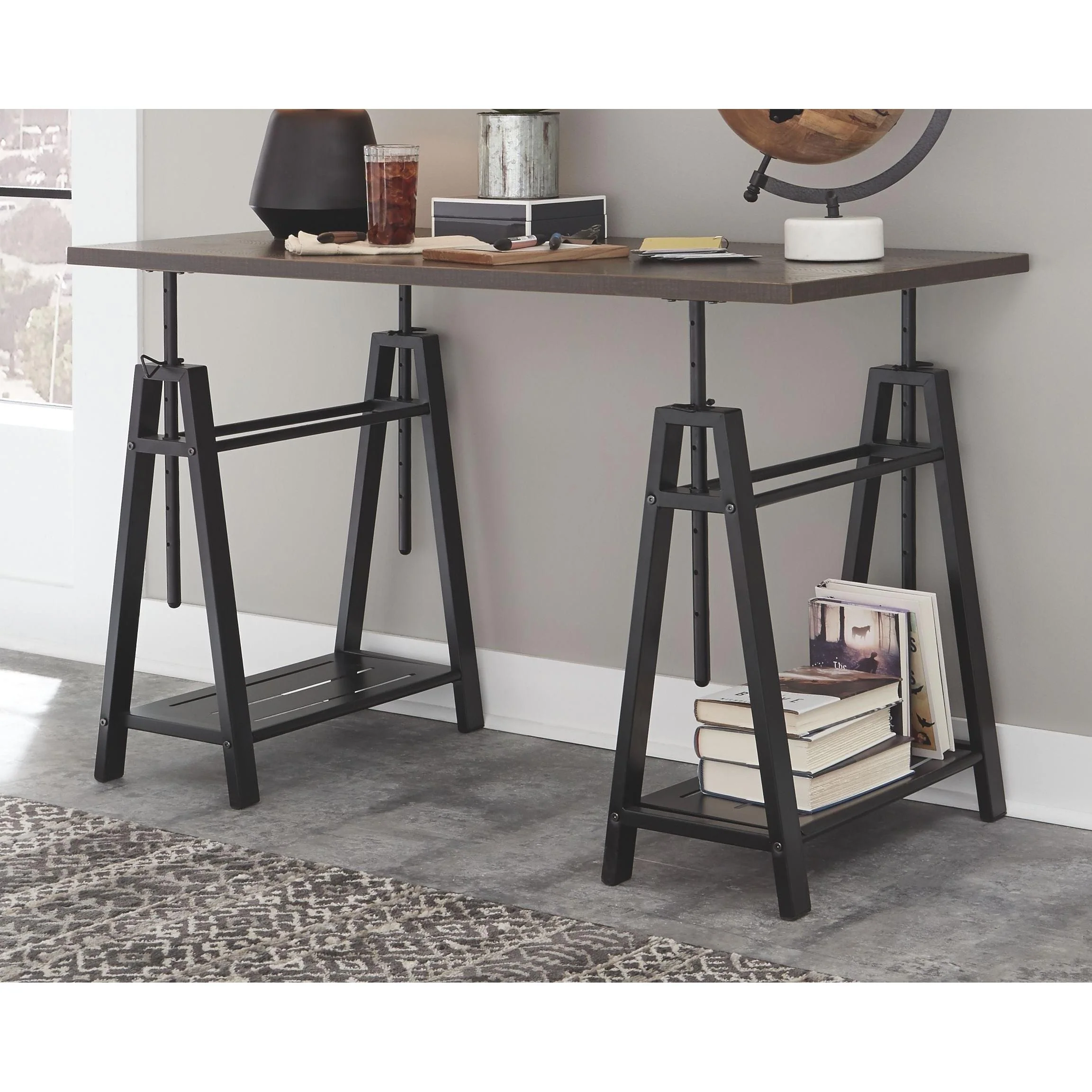 Irene - Warm Brown/black - Adjustable Height Desk - Image 15