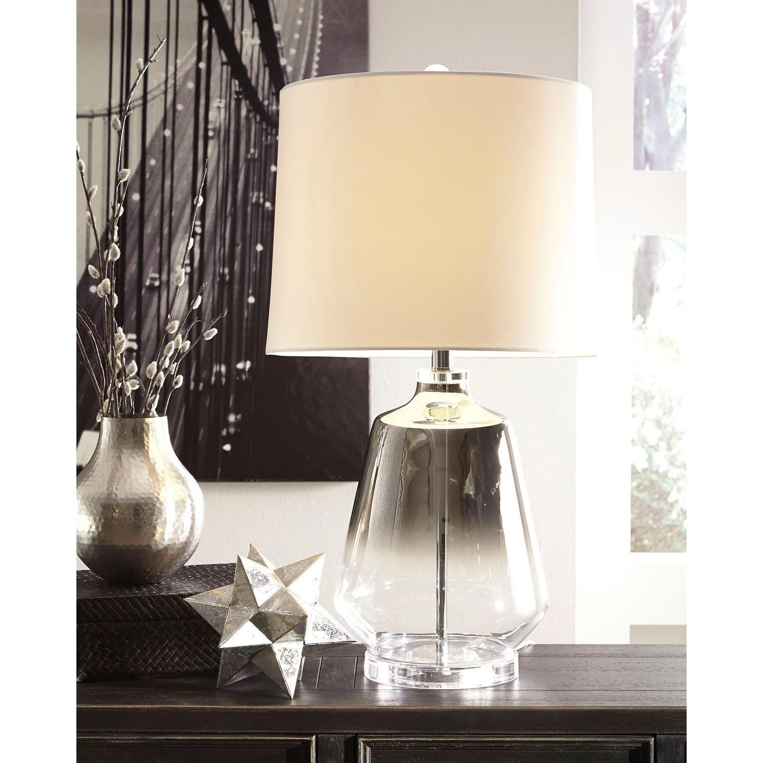 Jaslyn - Pearl Silver Finish - Glass Table Lamp (1/cn) - Image 2