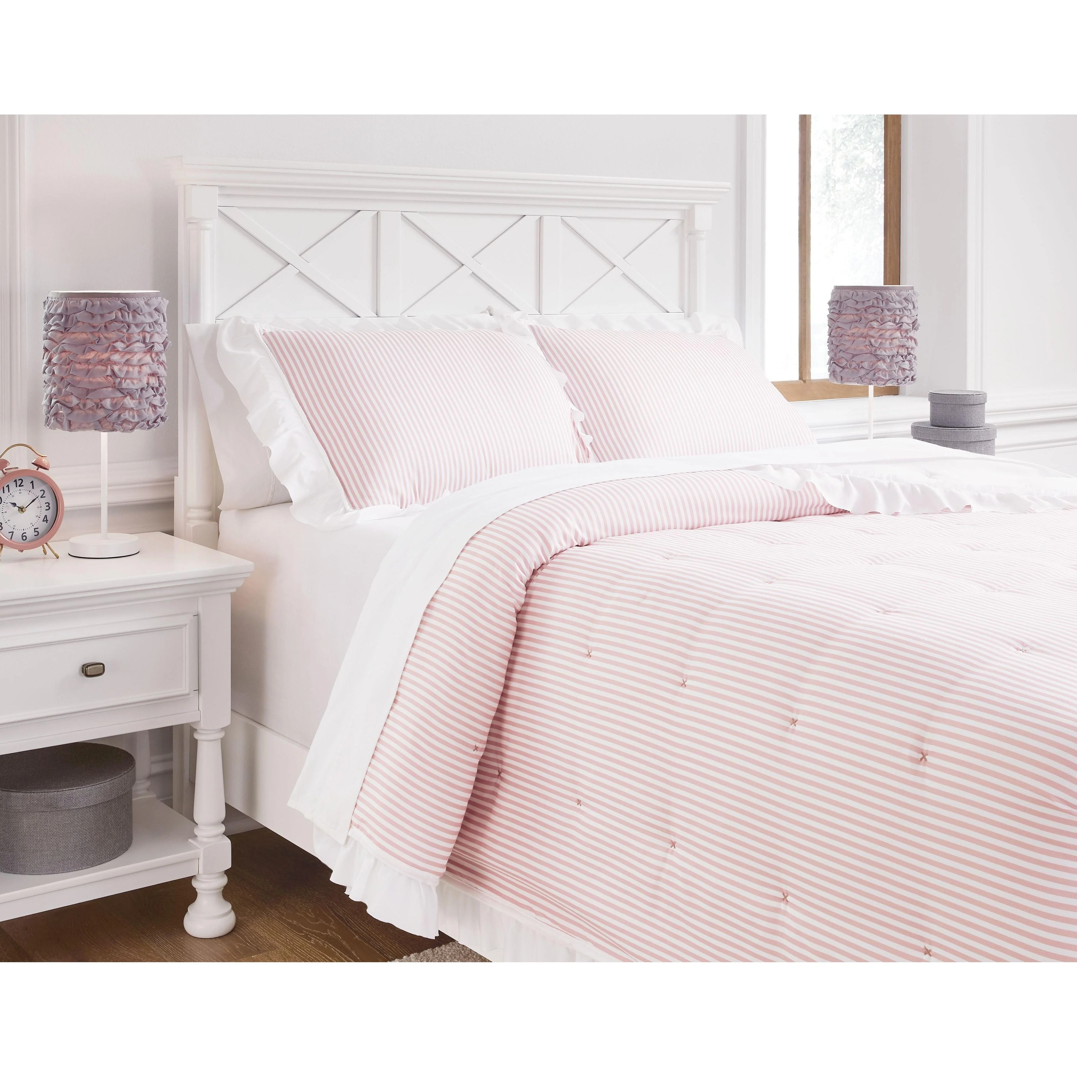Jenalyn - White/light Pink - Full Comforter Set - Image 12