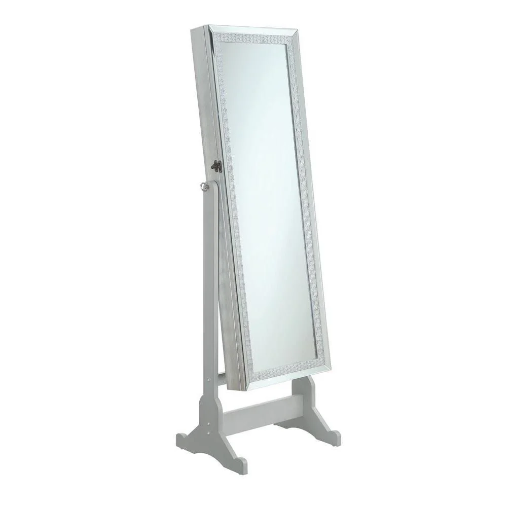 Jewelry - Cheval Mirror With Crytal Trim - Pearl Silver - Image 3