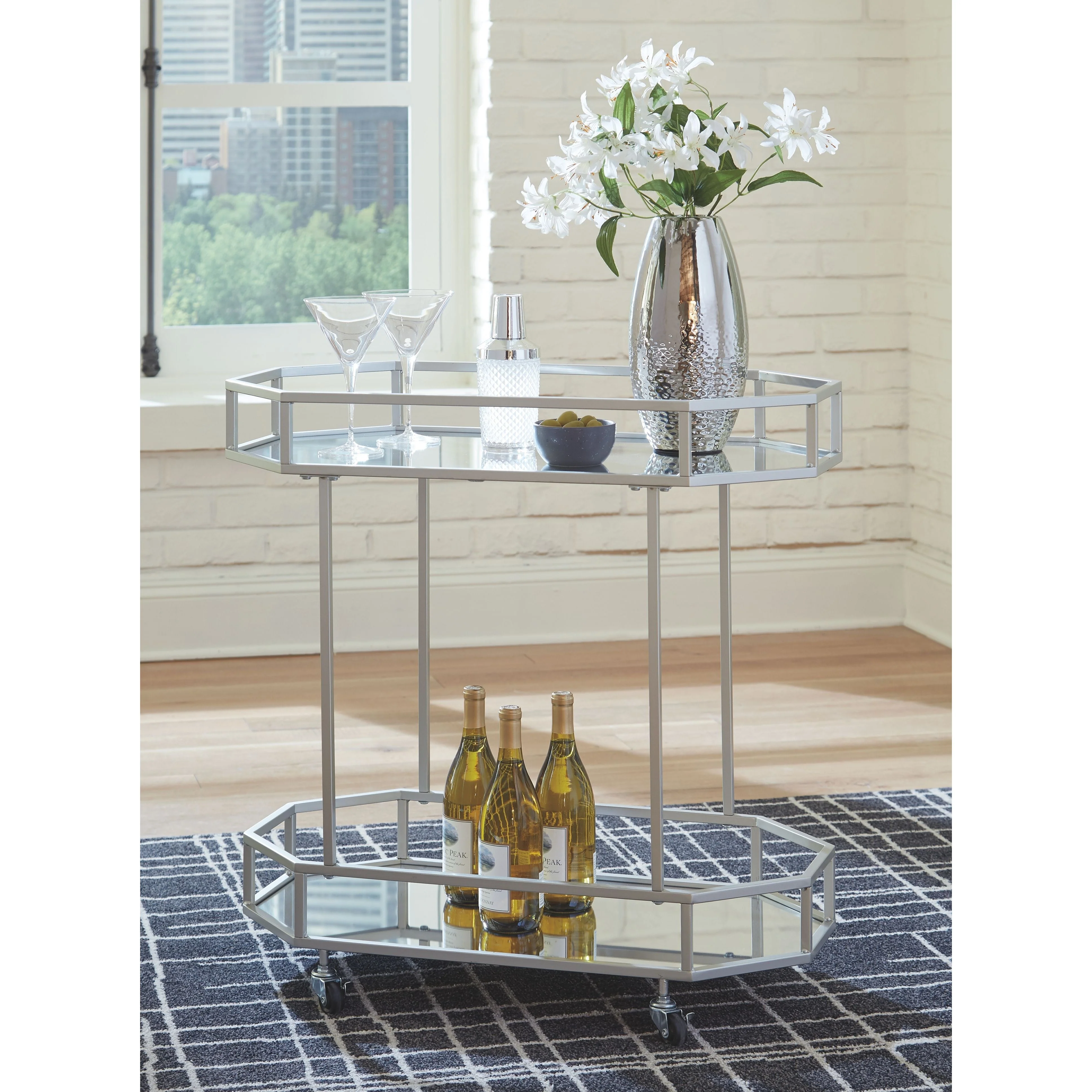 Kadinburg - Silver Finish - Bar Cart - Image 2