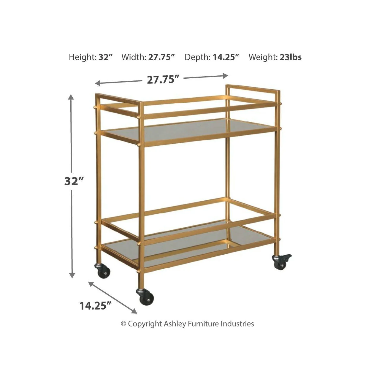 Kailman - Gold Finish - Bar Cart - Image 3