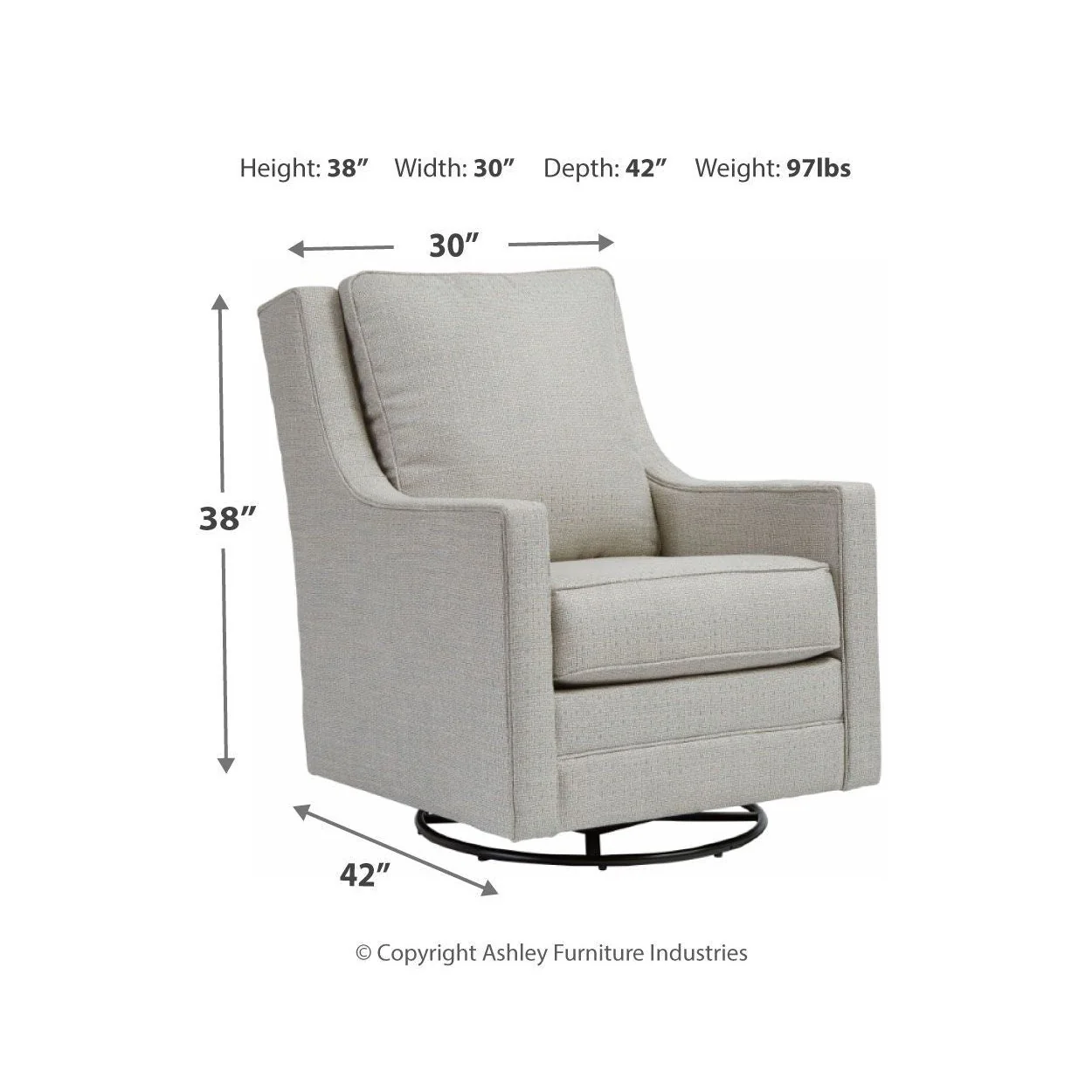 Kambria - Frost - Swivel Glider Accent Chair - Image 4