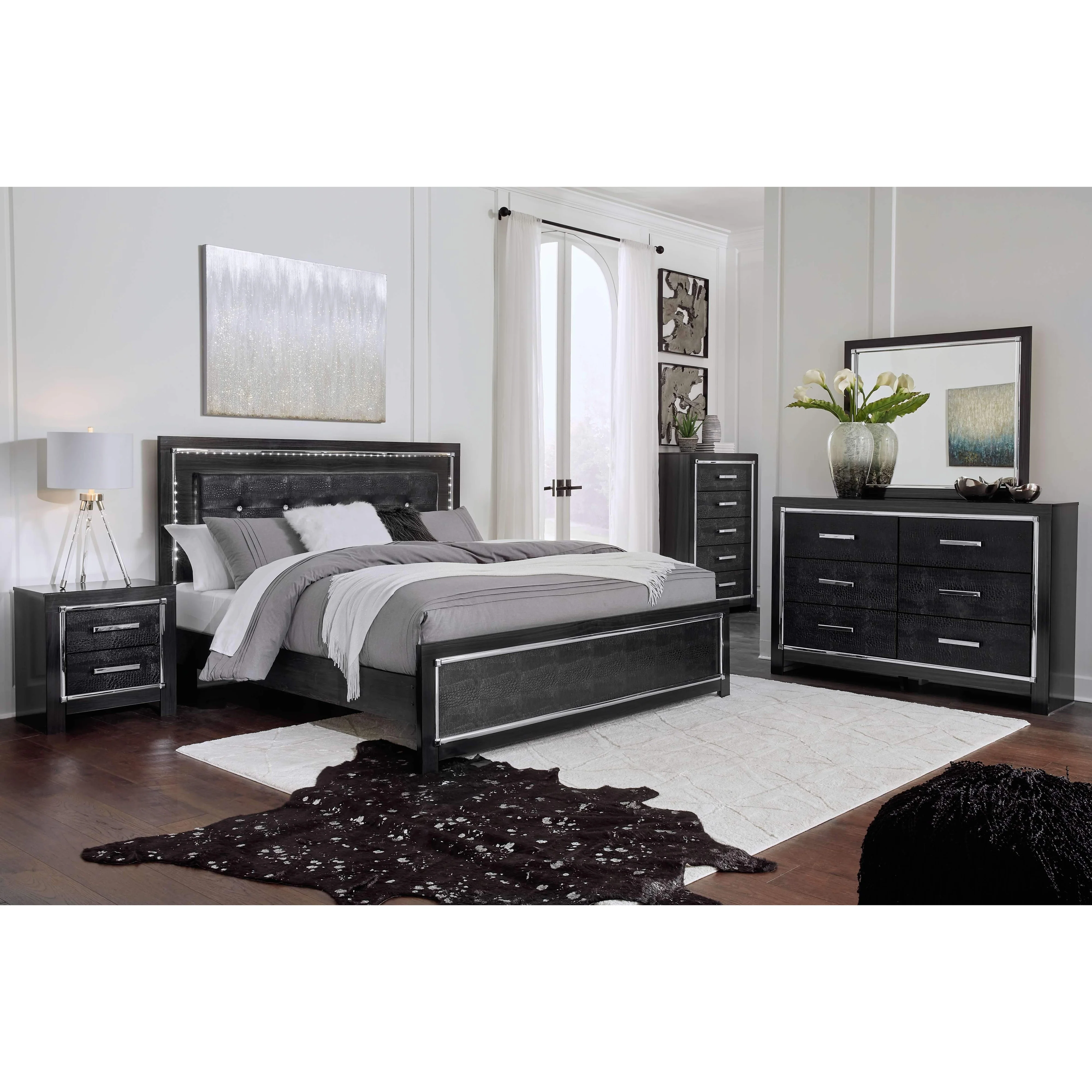 Ashley Kaydell Black Upholstered Panel Bed, Roll Slats in King - Image 10