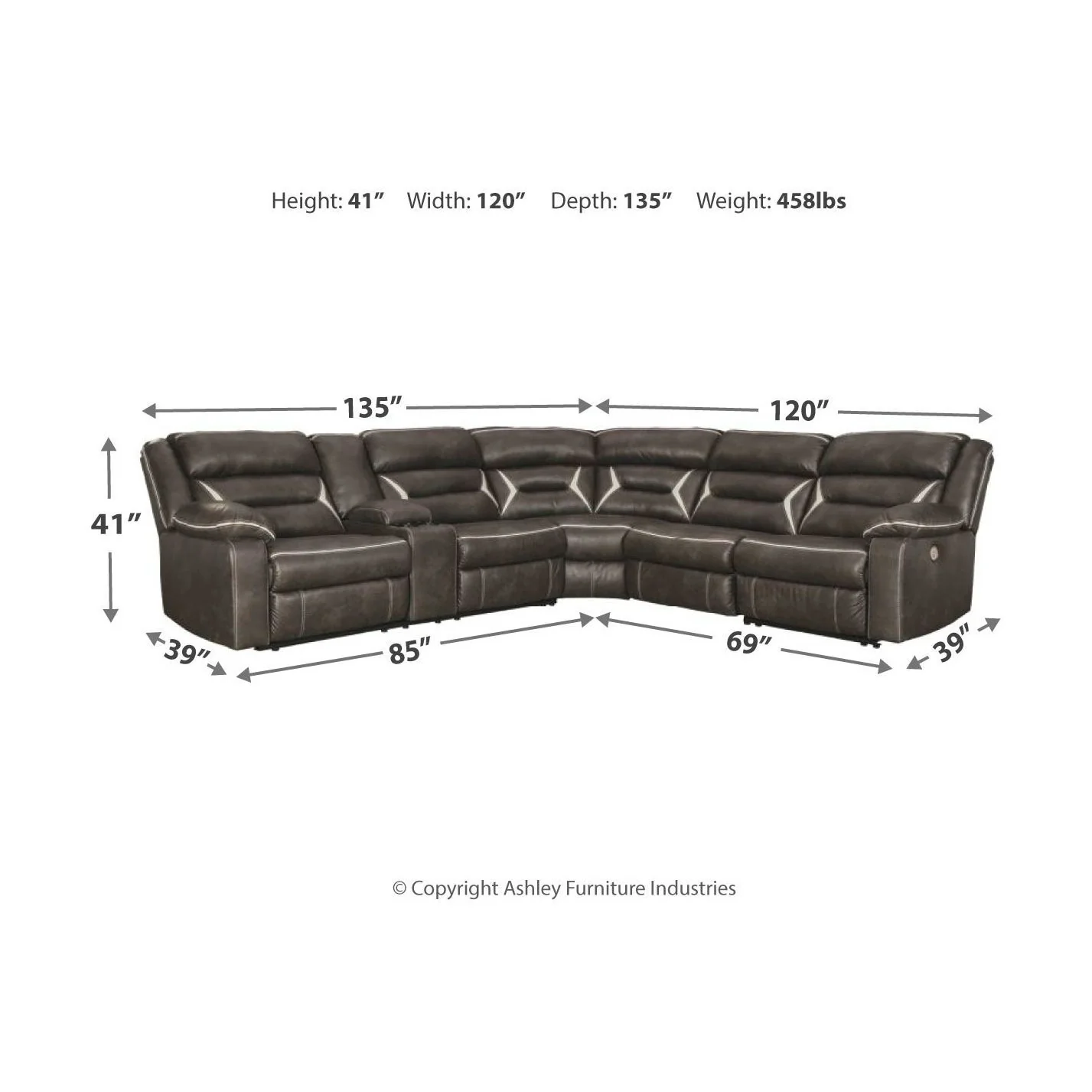 Kincord - Midnight - Left Arm Facing Power Sofa 4 Pc Sectional - Image 11