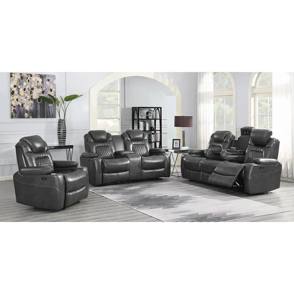 Korbach - Motion Collection - Power 2 Loveseat - Charcoal