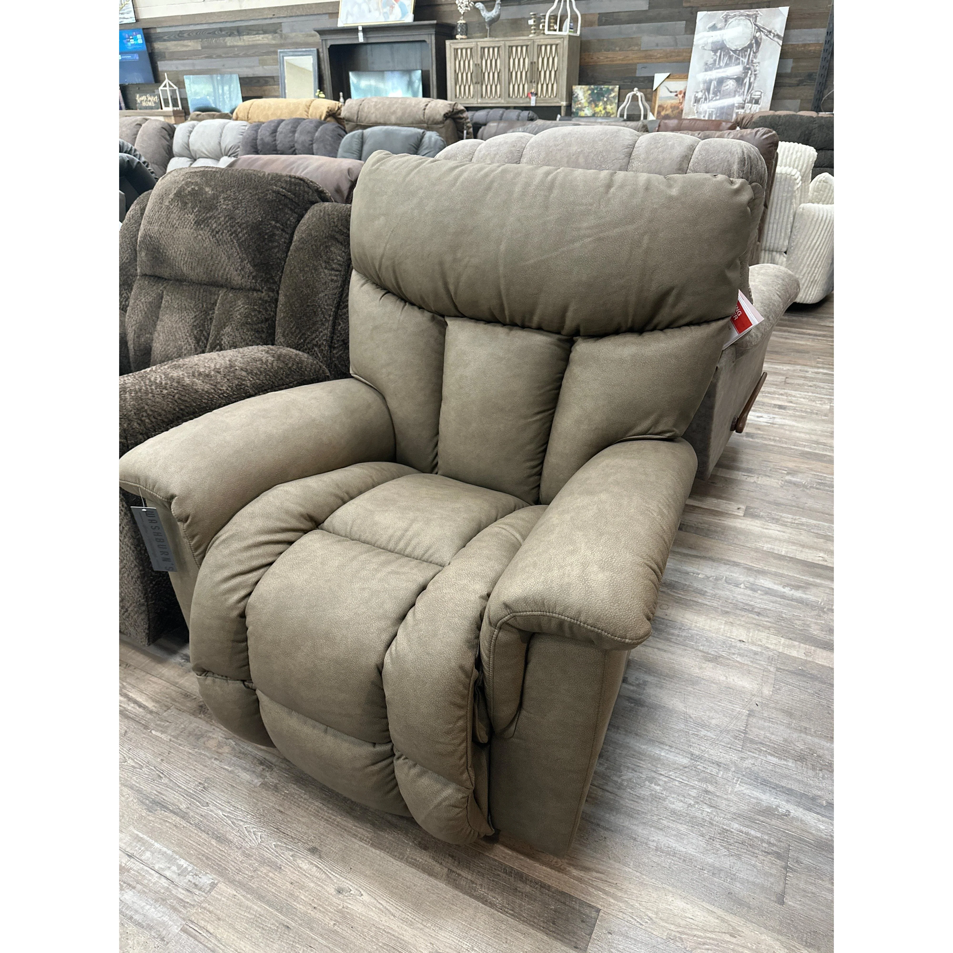 La-Z-Boy Mateo Faux Leather Rocking Recliner in Tusk. - Image 2