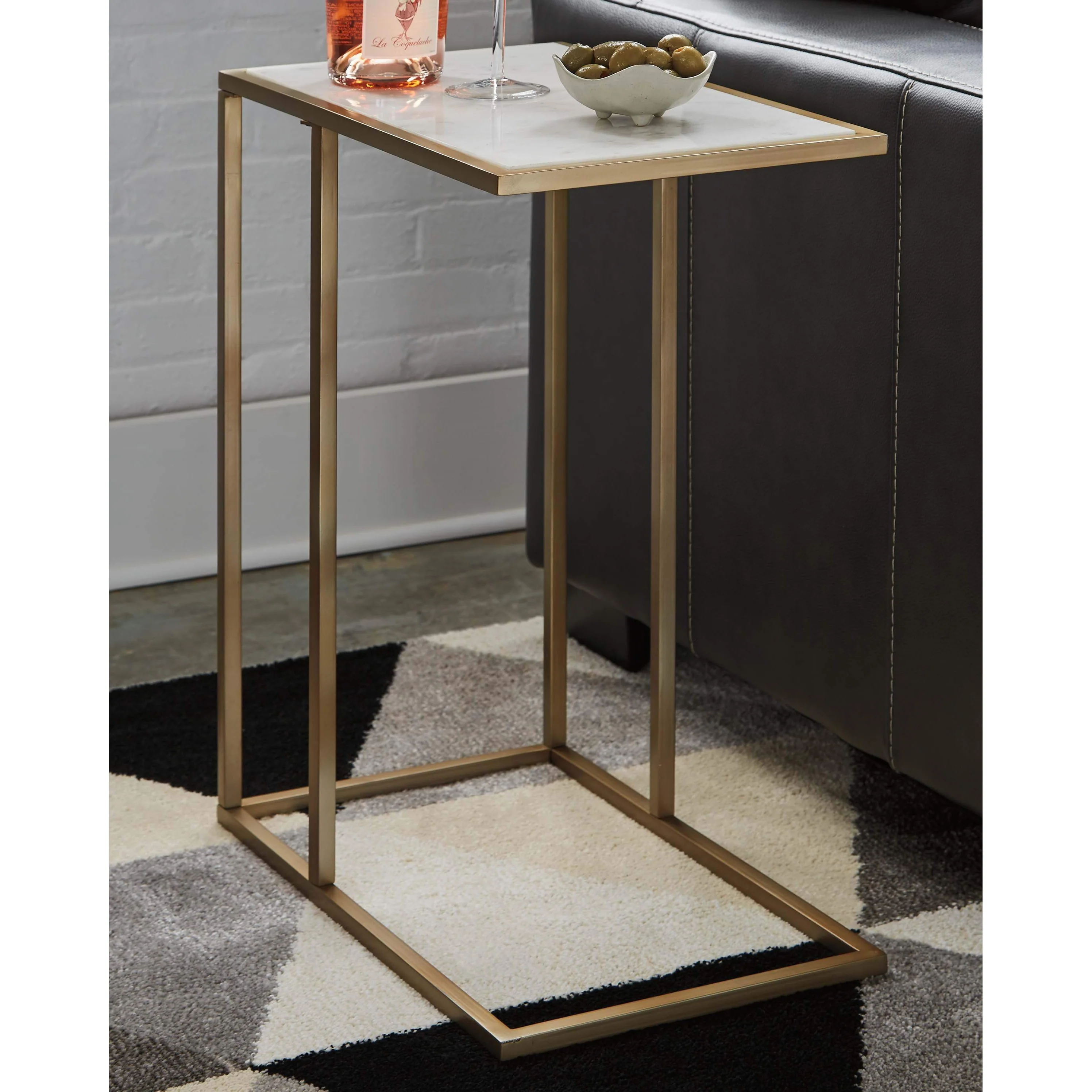 Lanport - Champagne/white - Accent Table - Image 2