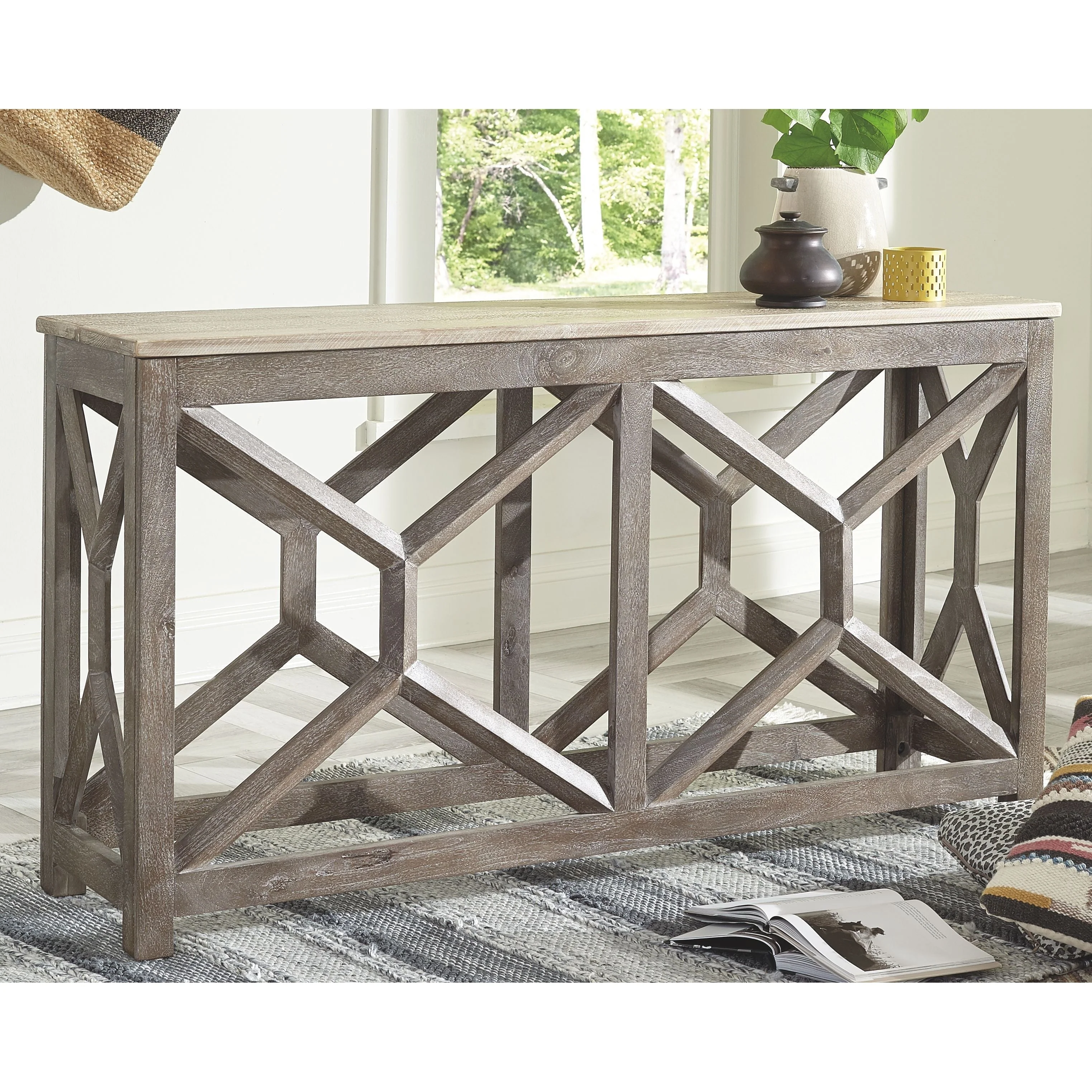 Lanzburg - Antique Gray - Console Sofa Table - Image 3