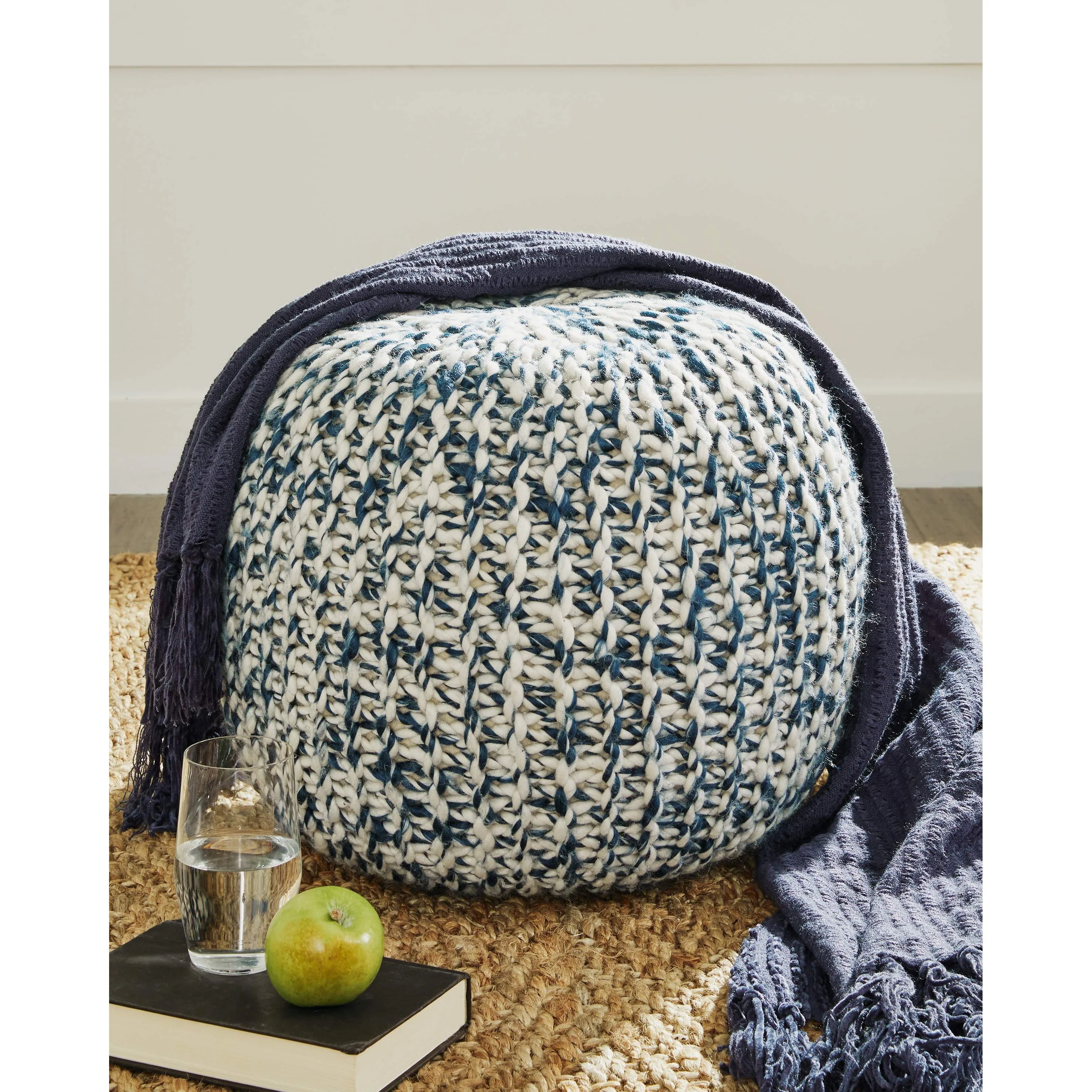 Latricia - Blue/white - Pouf - Image 5