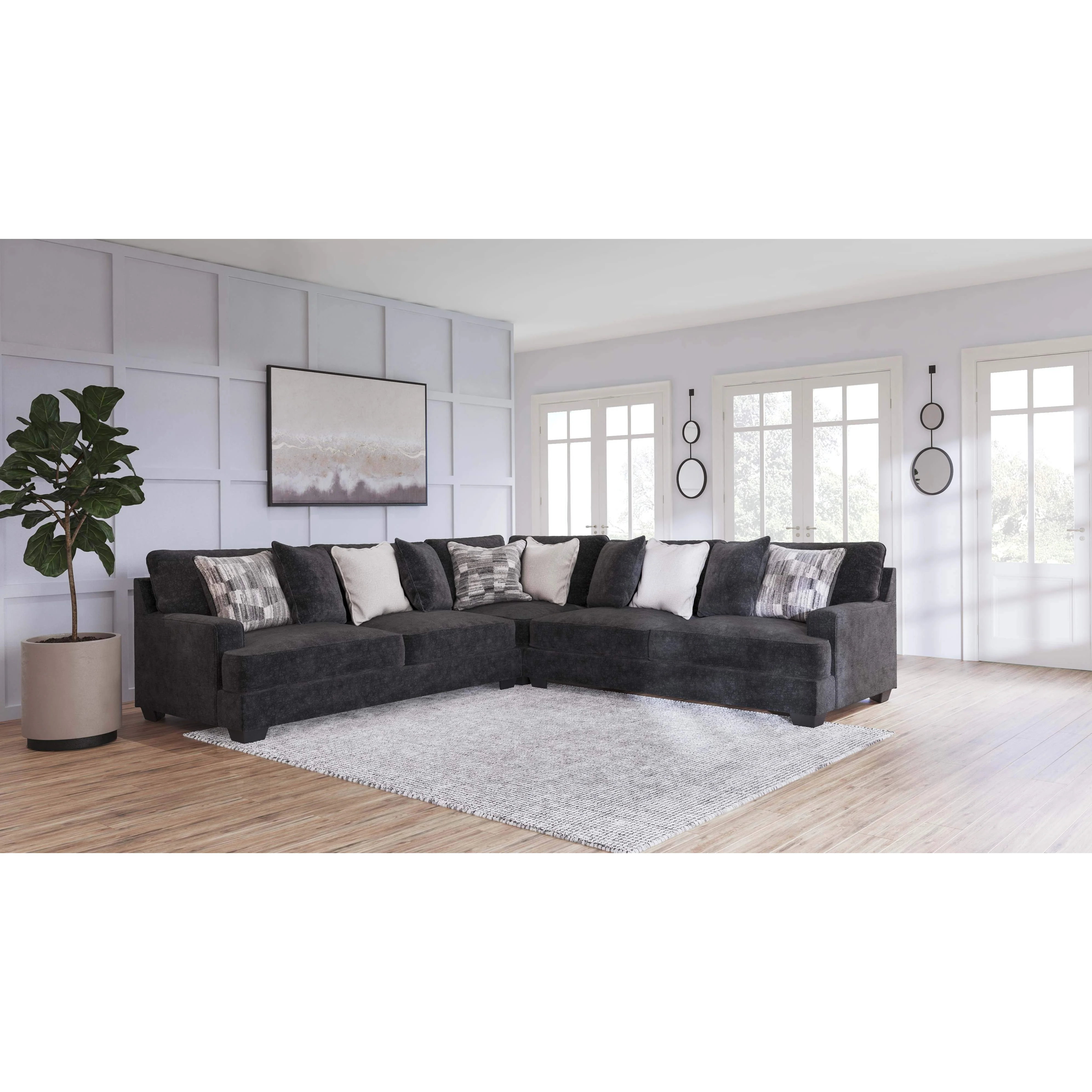 Ashley Lavernett Left & Right Sofa 3 Piece Sectional in Charcoal - Image 2