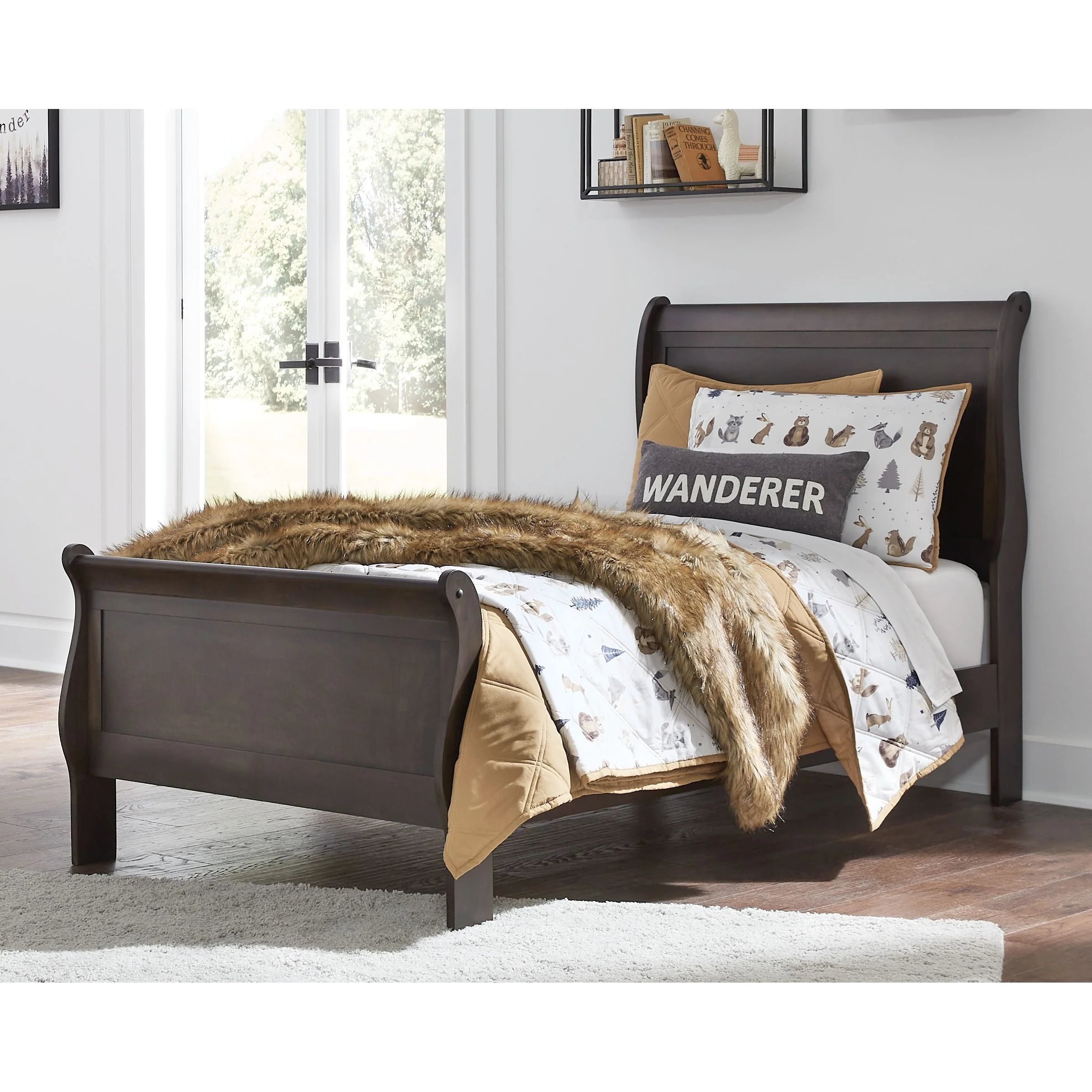 Leewarden - Dark Brown - Twin Sleigh Bed