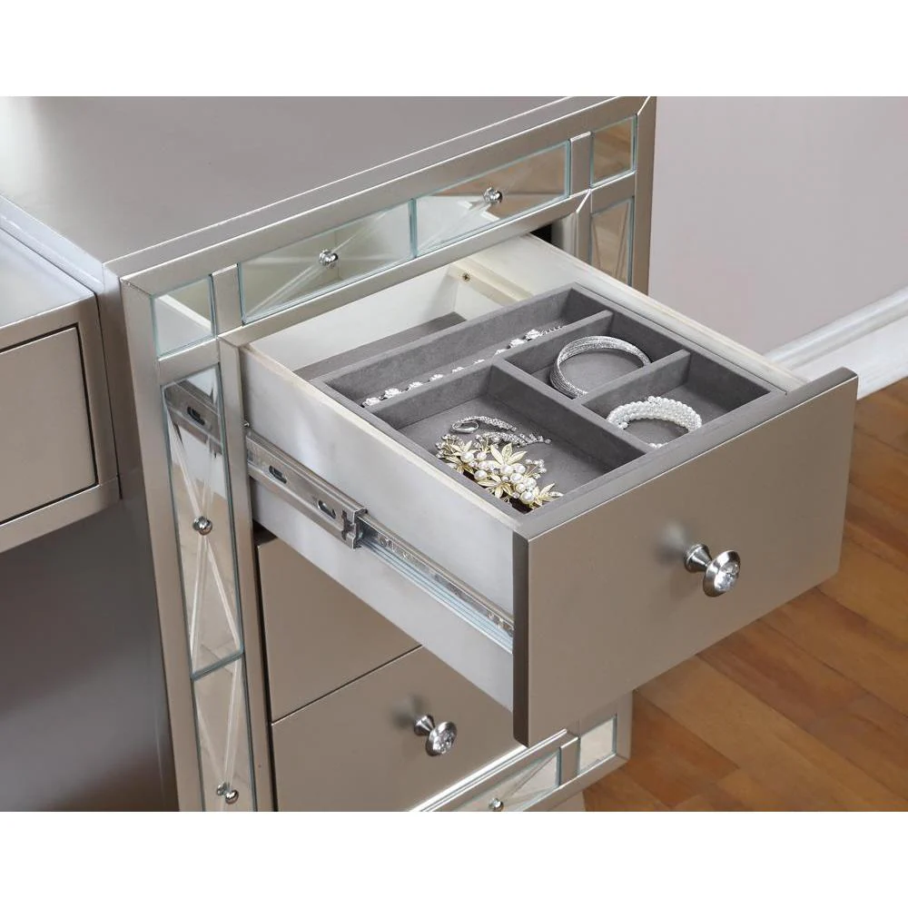 Leighton Collection - Silver - Vanity Desk & Stool - Image 3