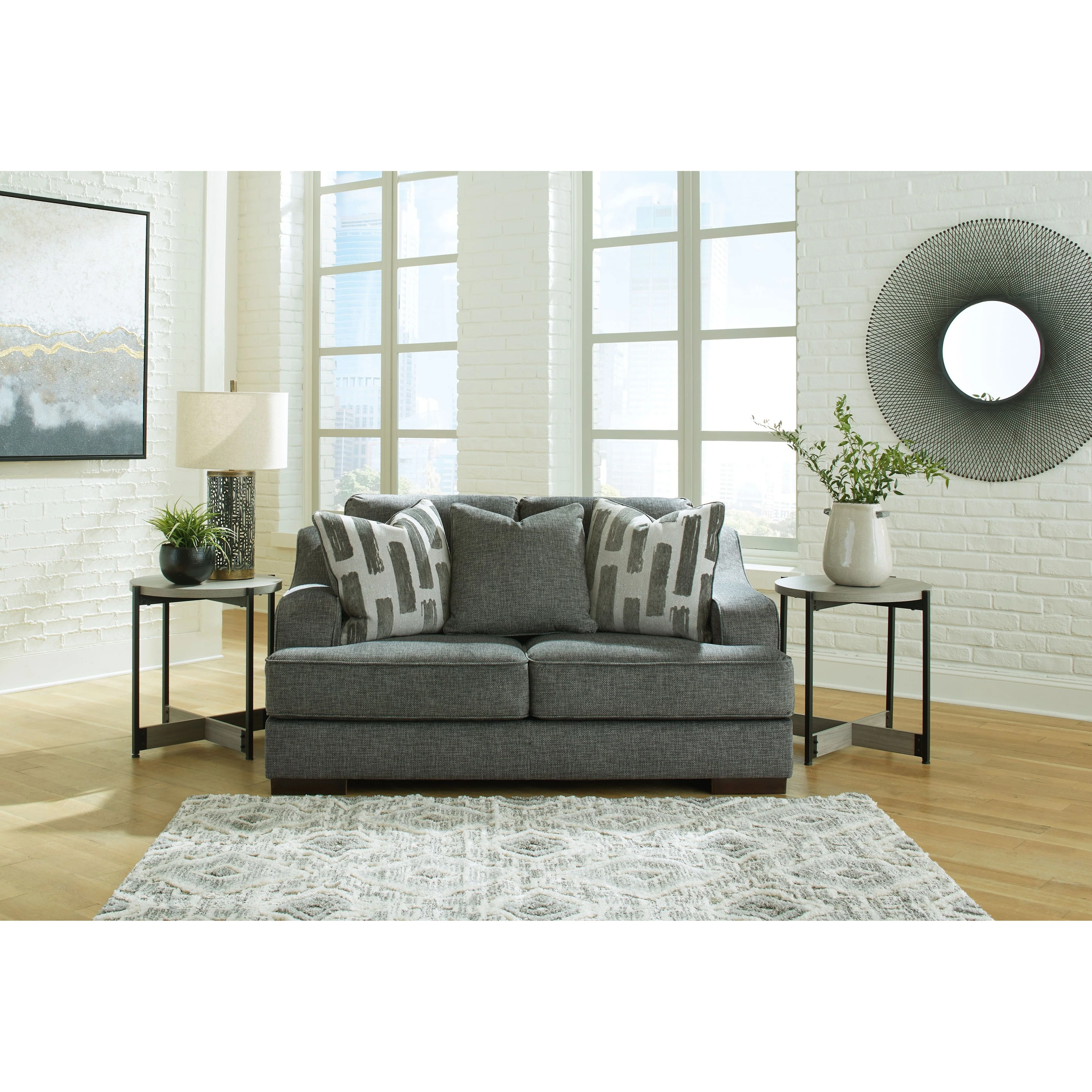 Lessinger - Pewter - Loveseat - Image 2
