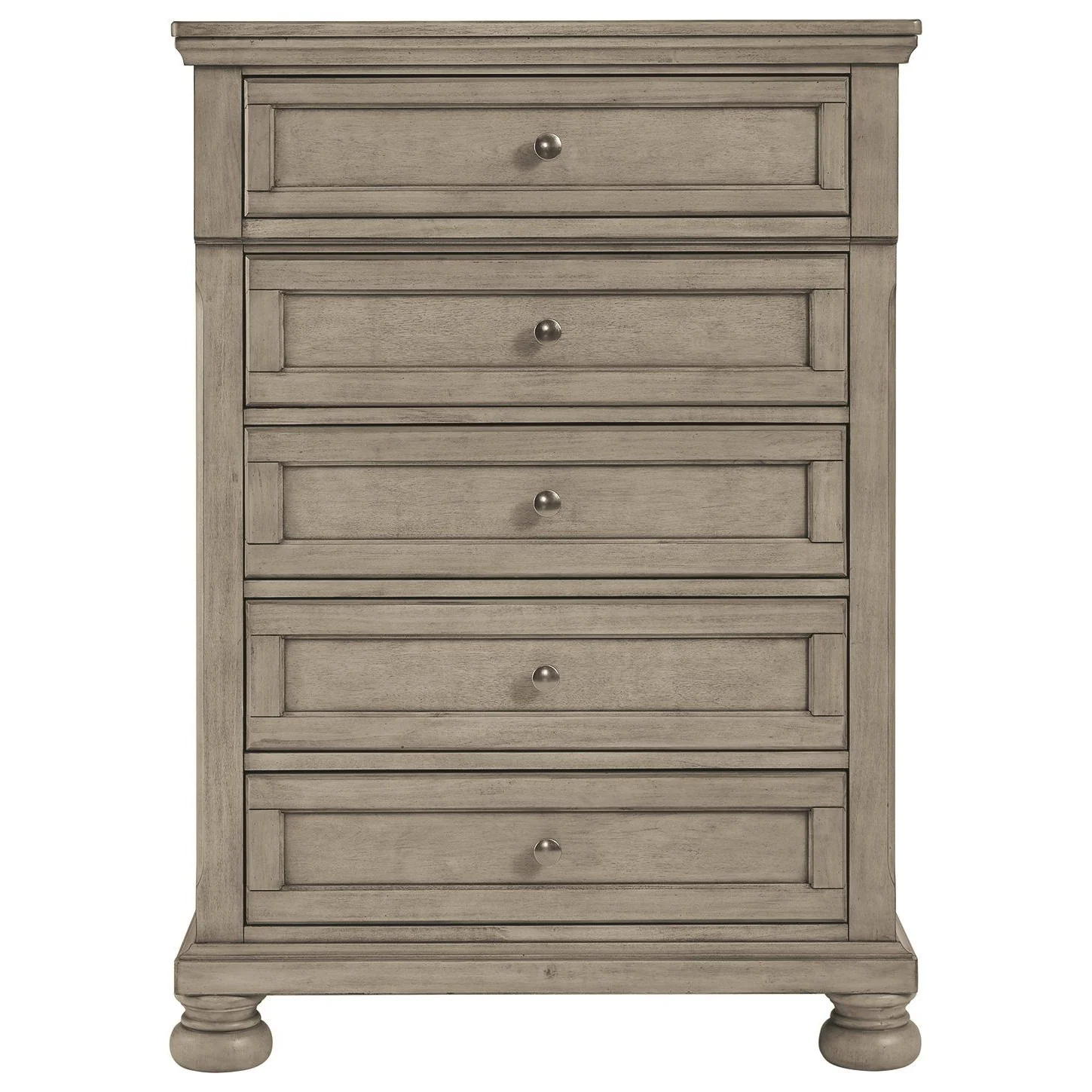 Lettner - Light Gray - Five Drawer Chest - Central Handle - Image 5