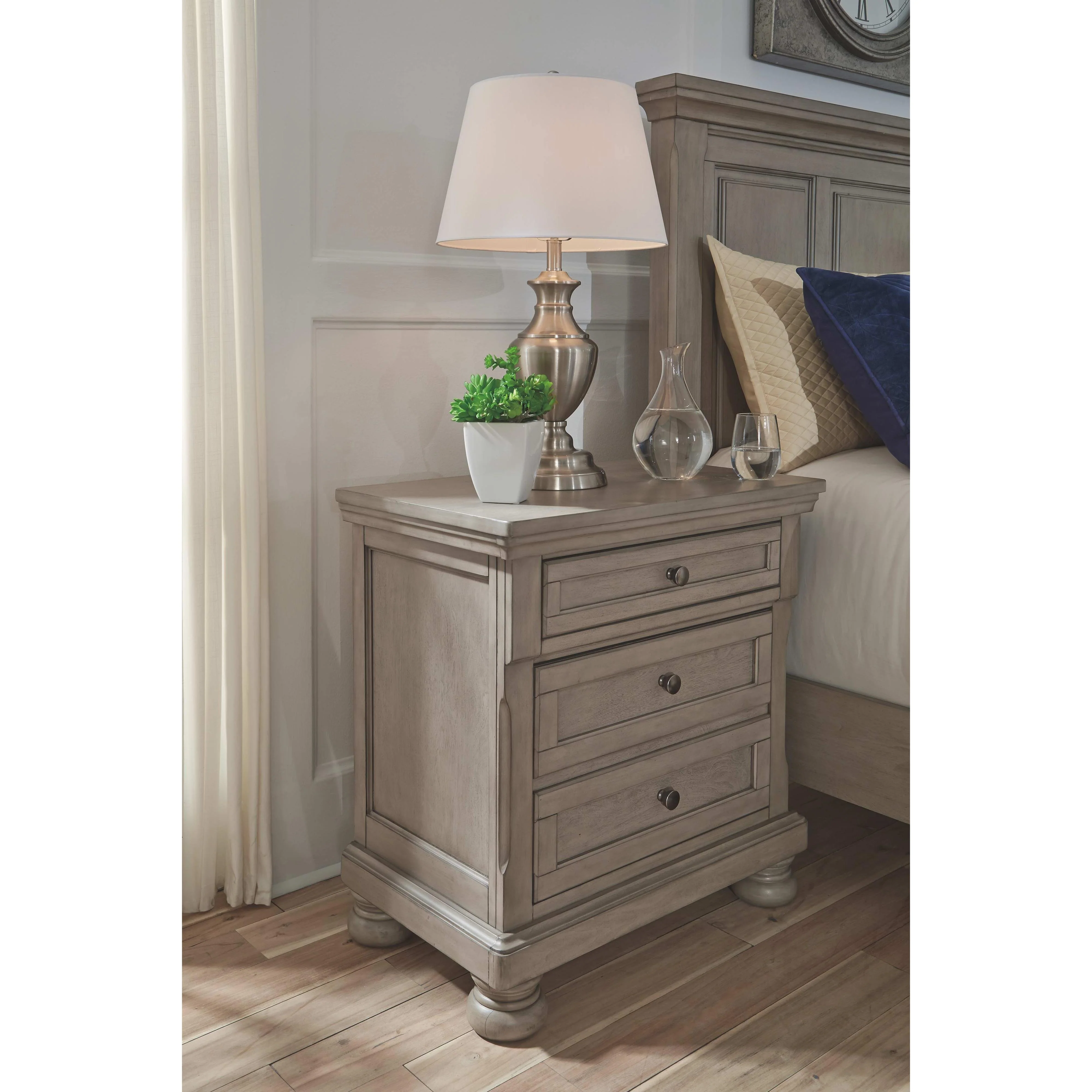 Ashley Lettner Two Drawer Night Stand in  Light Gray - Image 12