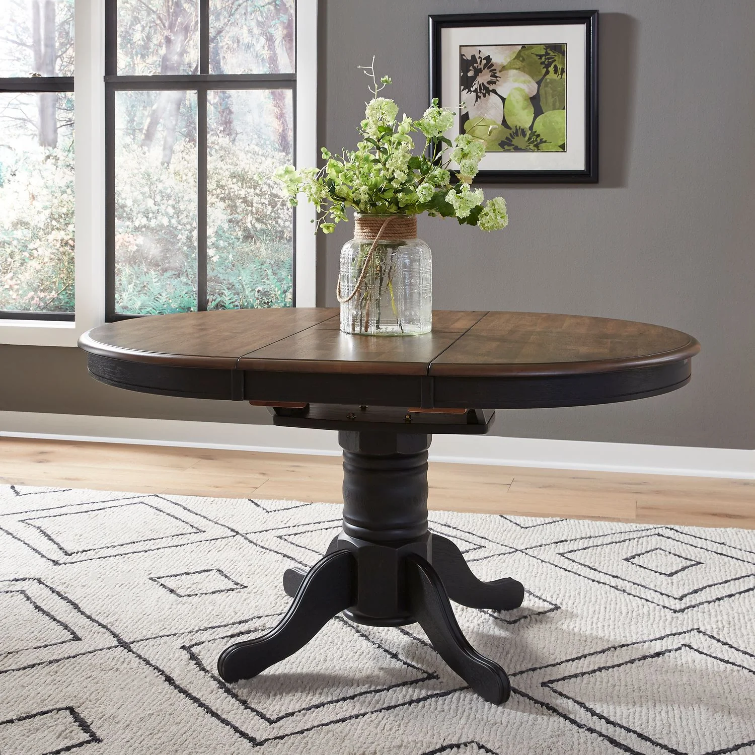 Liberty Carolina Crossing Round Drop Leaf Pedestal Table in Black