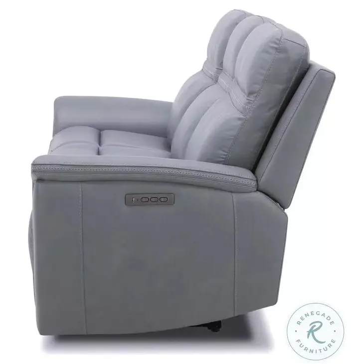 Liberty Cooper Power Reclining Sofa in Blue Gray Leather - Image 4
