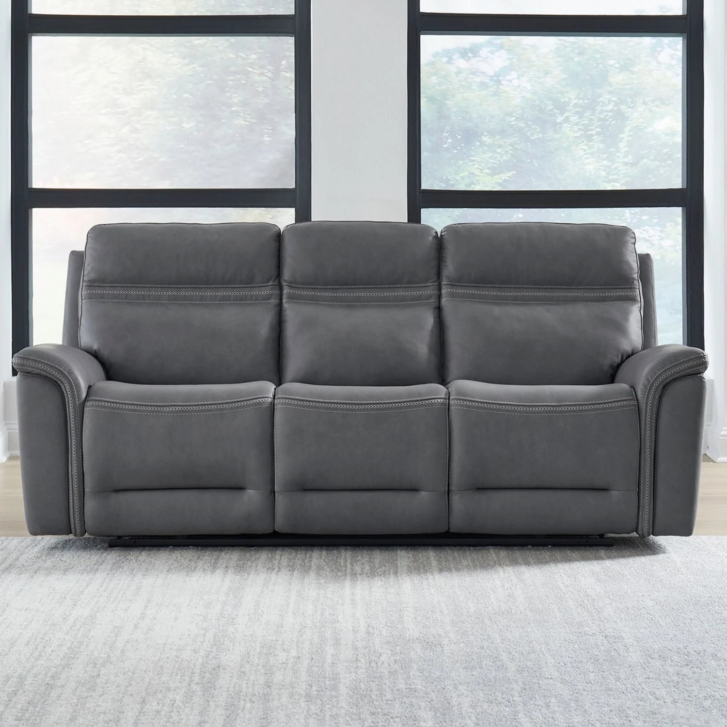 Liberty Cooper Power Reclining Sofa in Blue Gray Leather - Image 8