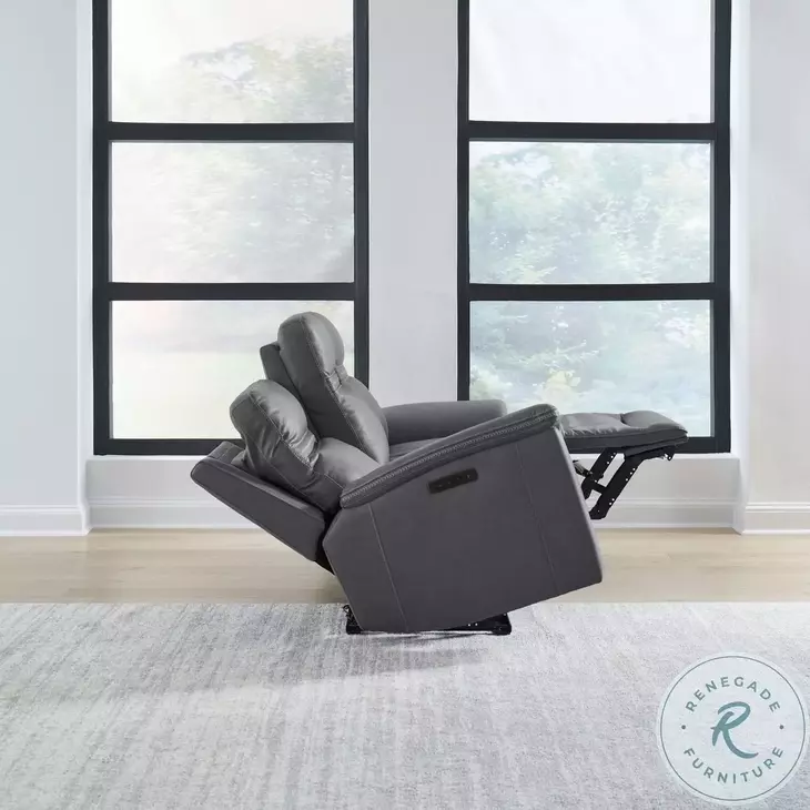 Liberty Cooper Power Reclining Sofa in Blue Gray Leather - Image 9