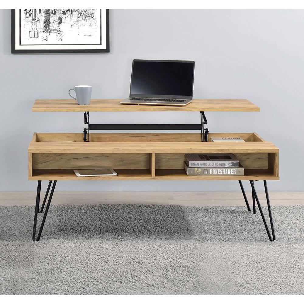 Lift Top Storage Coffee Table - Light Brown - Image 5