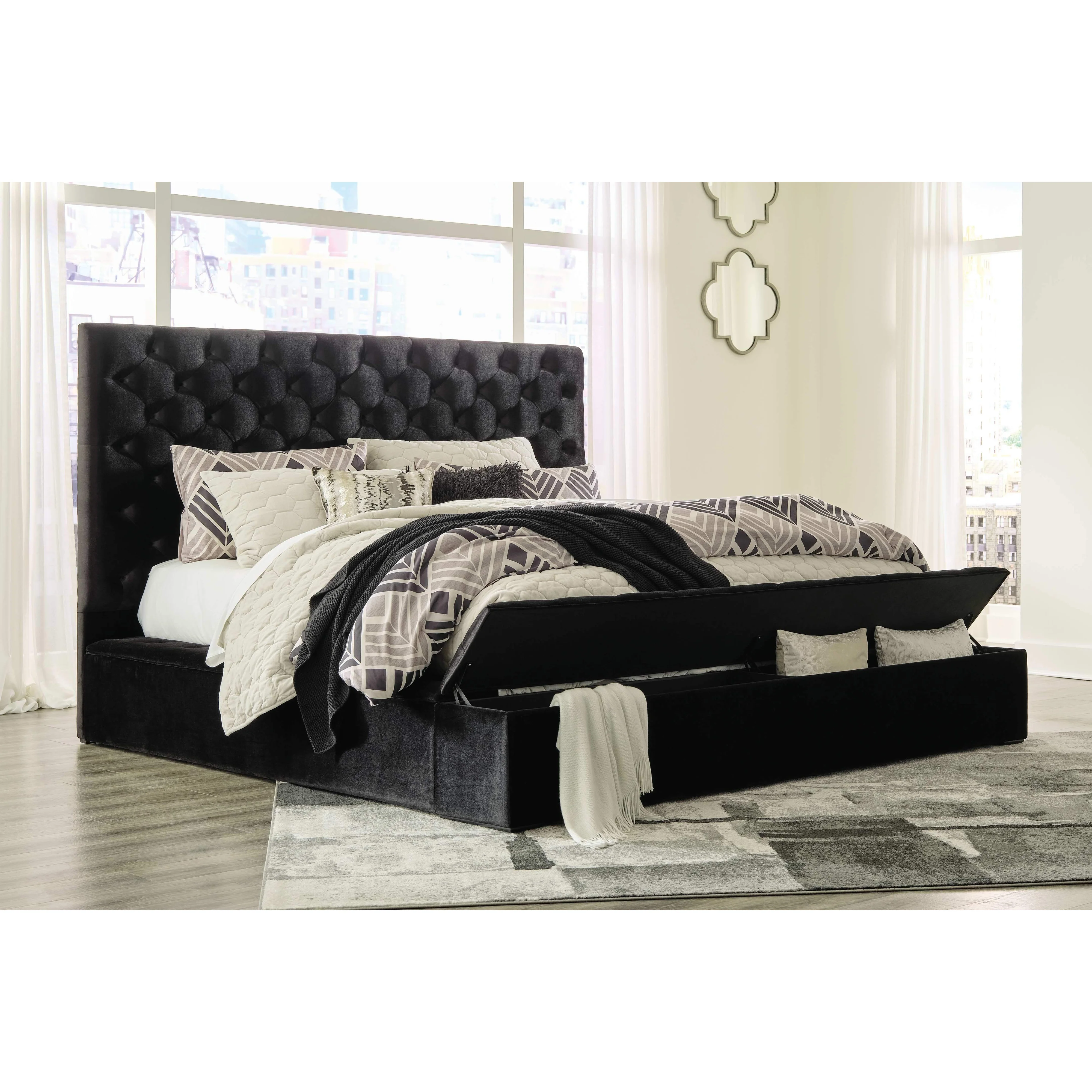 Lindenfield - Black - Queen Upholstered Bed With Storage - Image 2