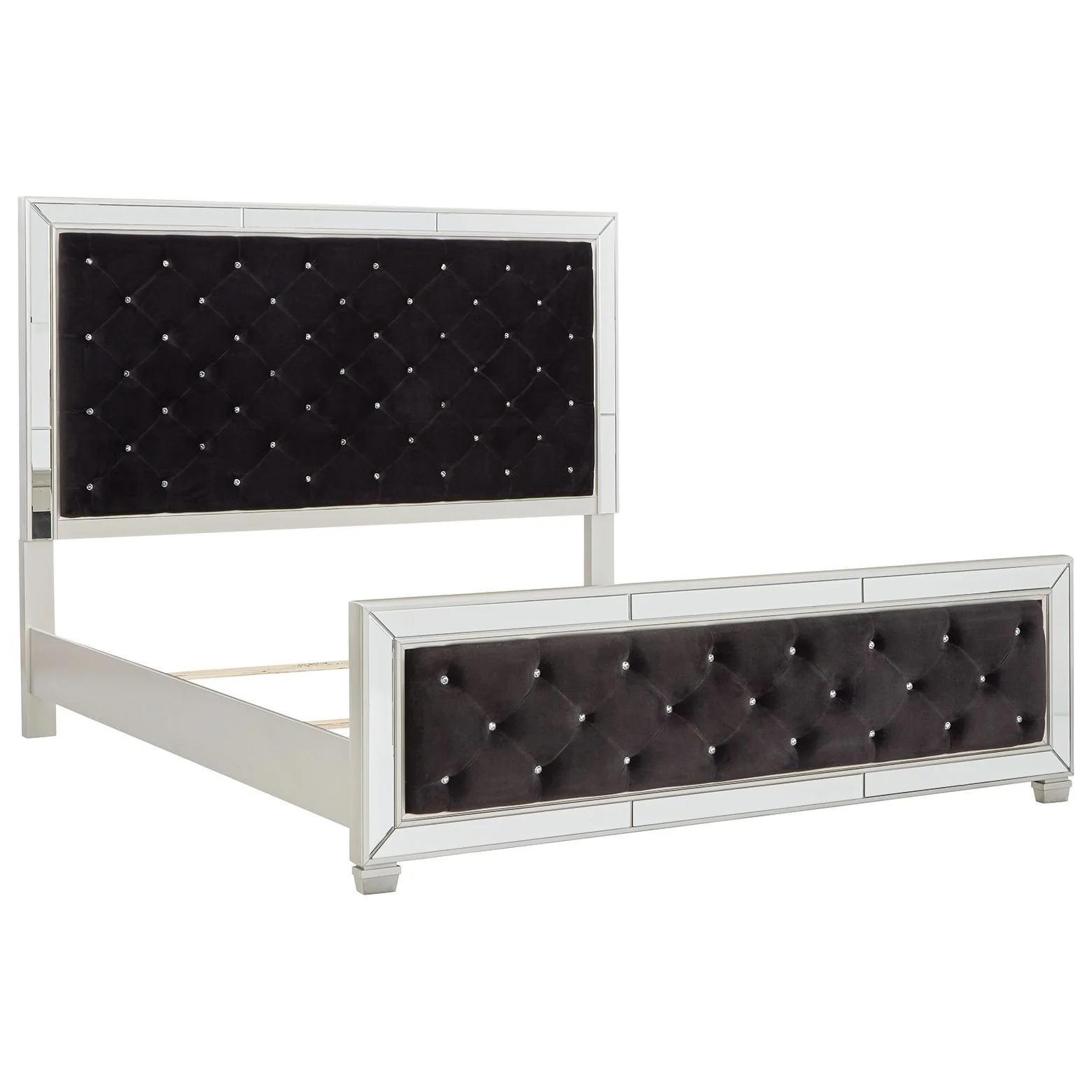 Lindenfield - Black/silver - King Upholstered Bed - Image 4