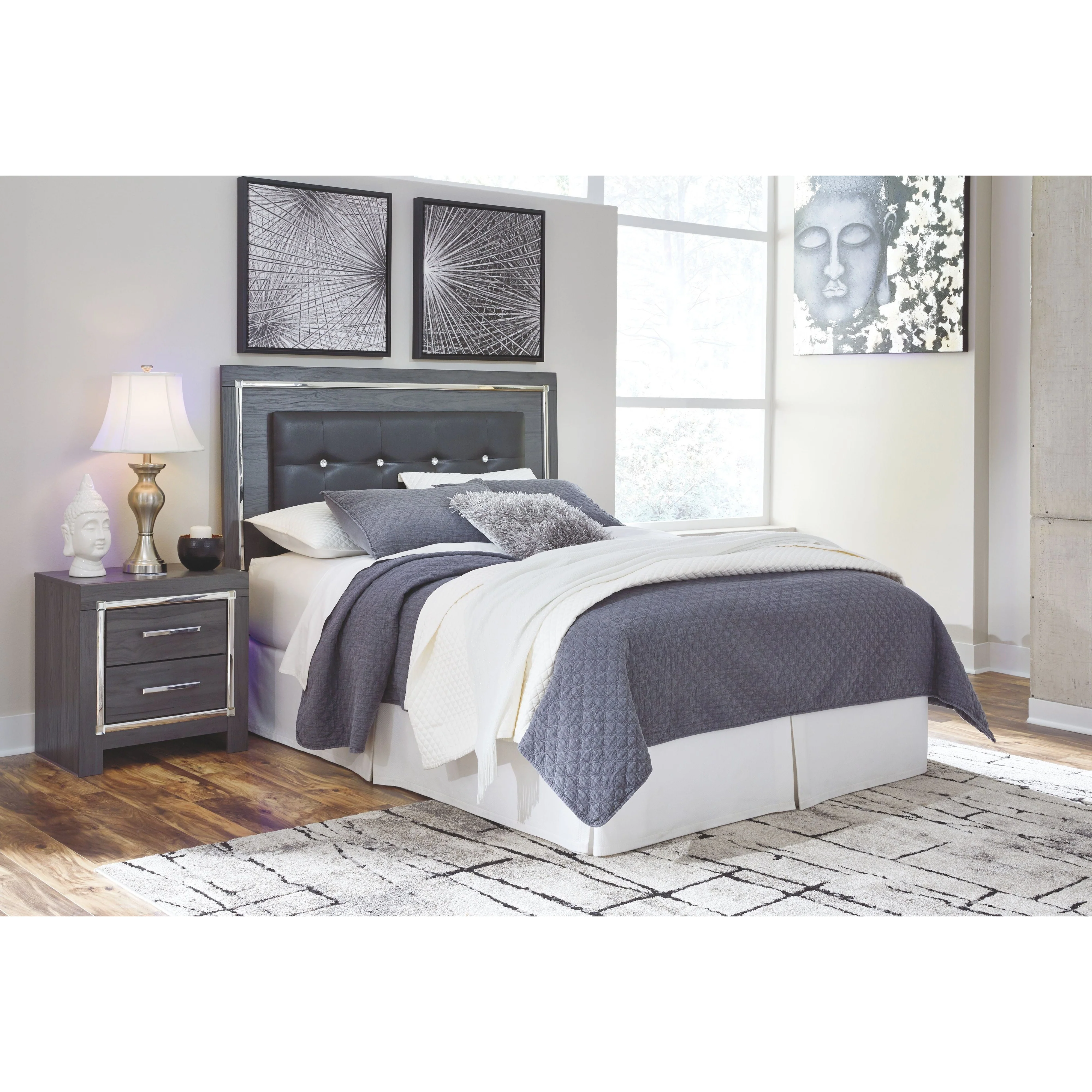 Lodanna - Gray - Queen Uph Panel Headboard