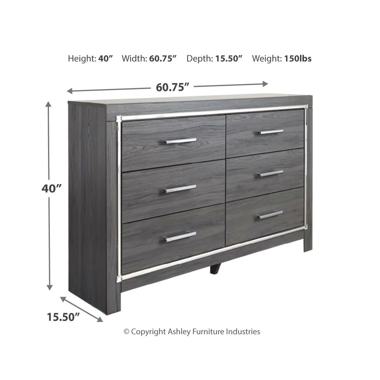 Lodanna - Gray - Six Drawer Dresser - Image 4