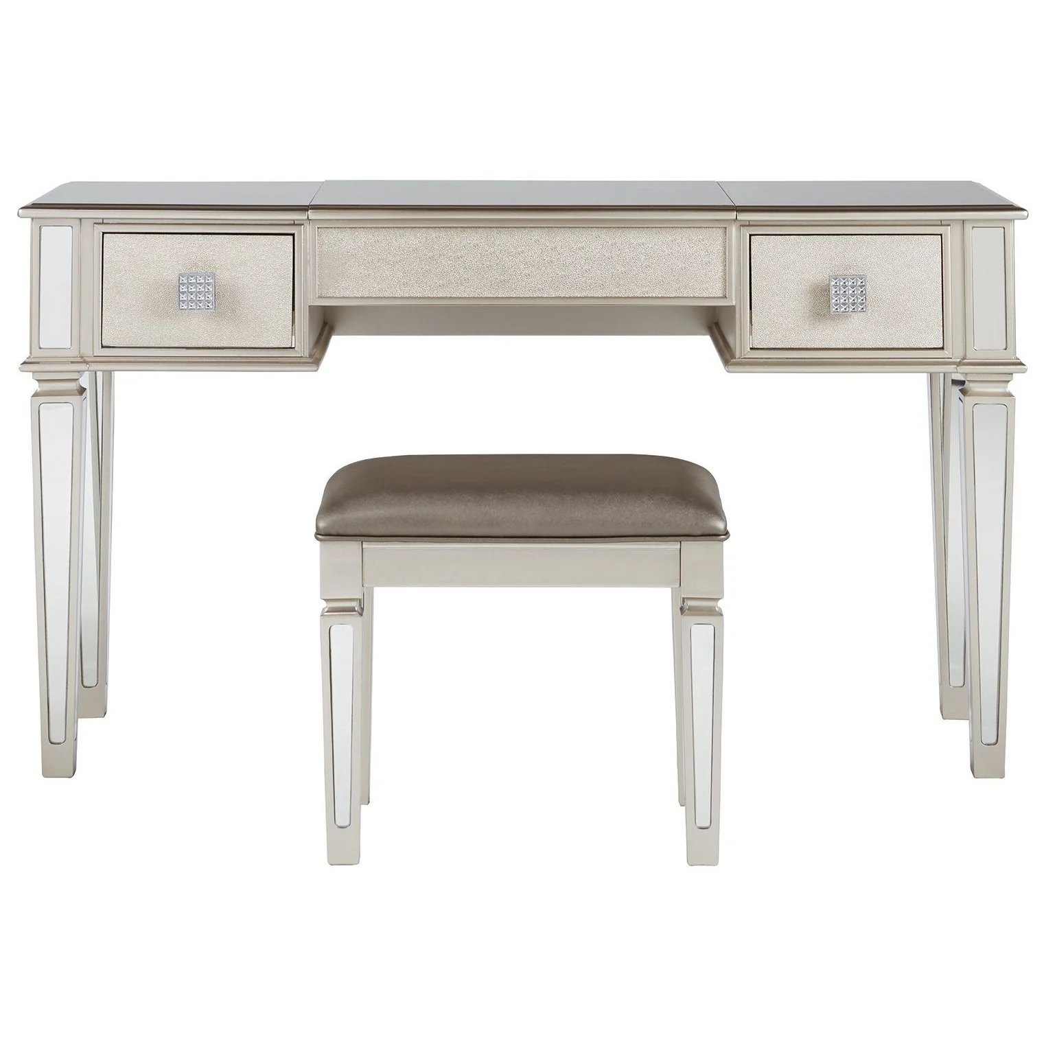 Lonnix - Silver Finish - Vanity/uph Stool (2/cn) - Image 4