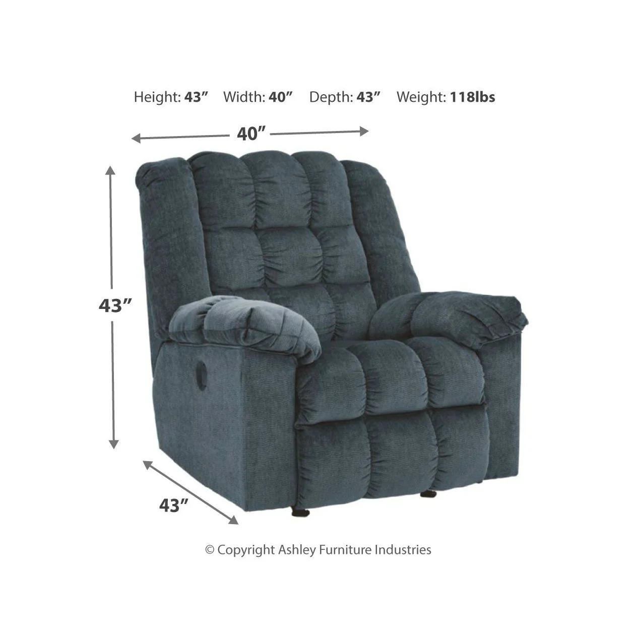 Ludden - Blue - Power Rocker Recliner - Image 4