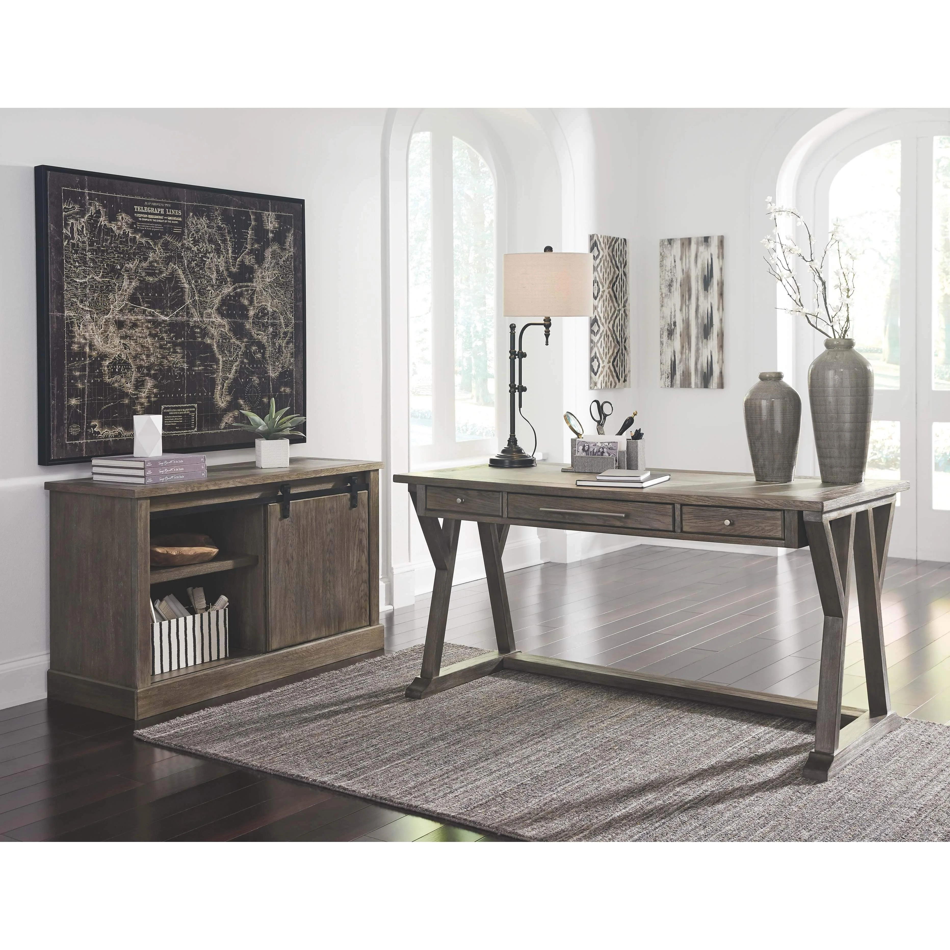Luxenford - Grayish Brown - Home Office Large Leg Desk - Image 12