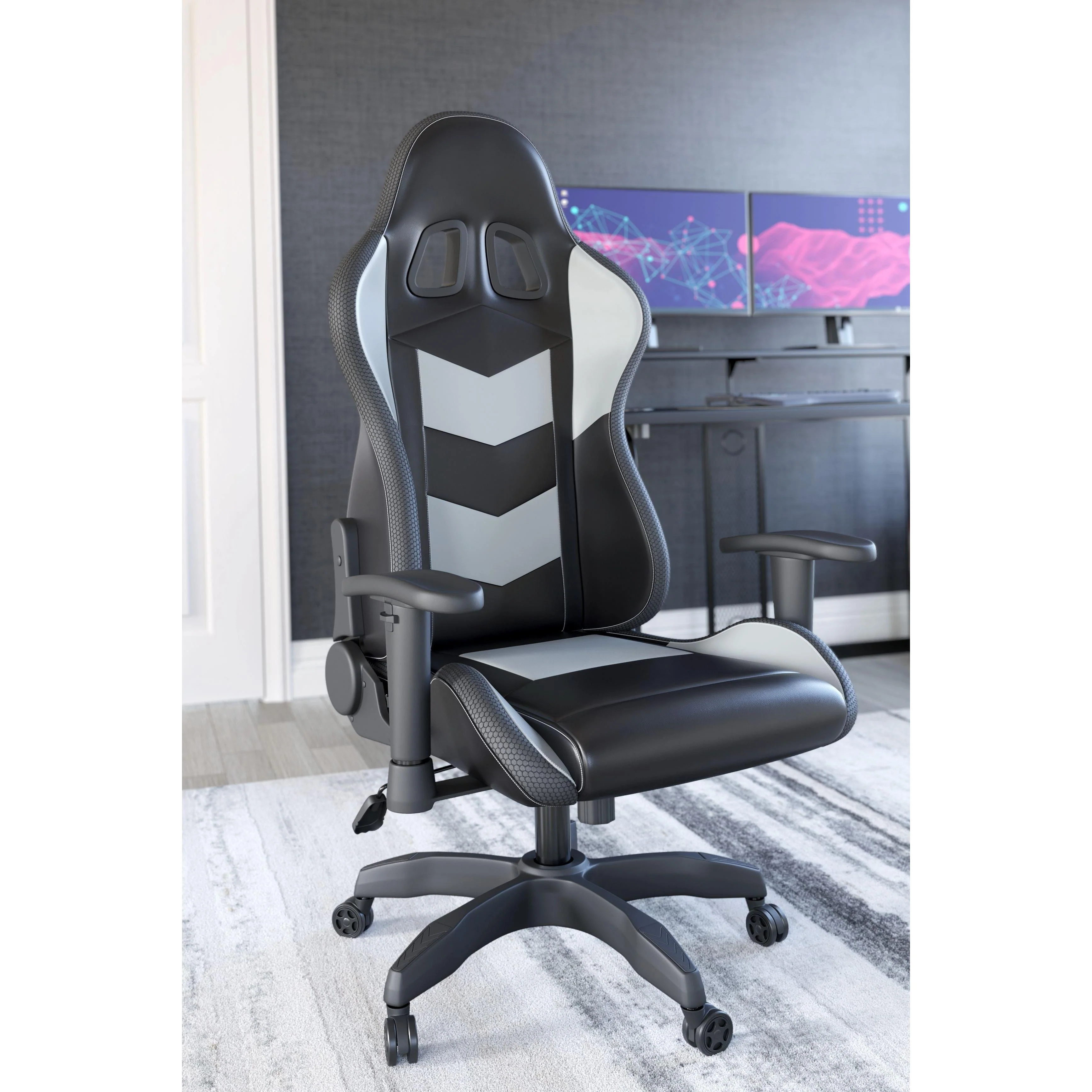 Lynxtyn - Blue / Black - Home Office Swivel Desk Chair - Image 3