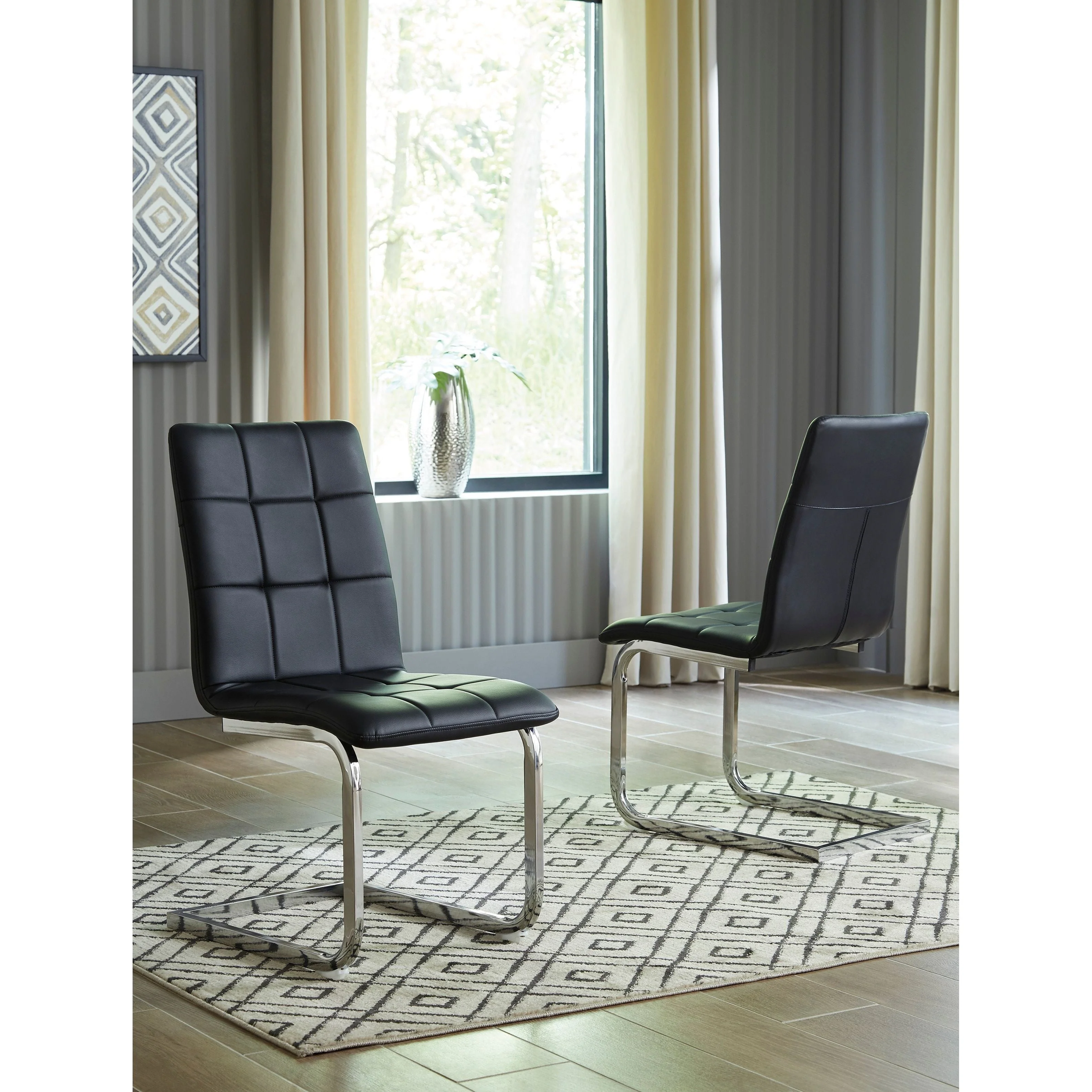 Madanere - Black/chrome Finish - Dining Chair (set Of 4) - Image 2