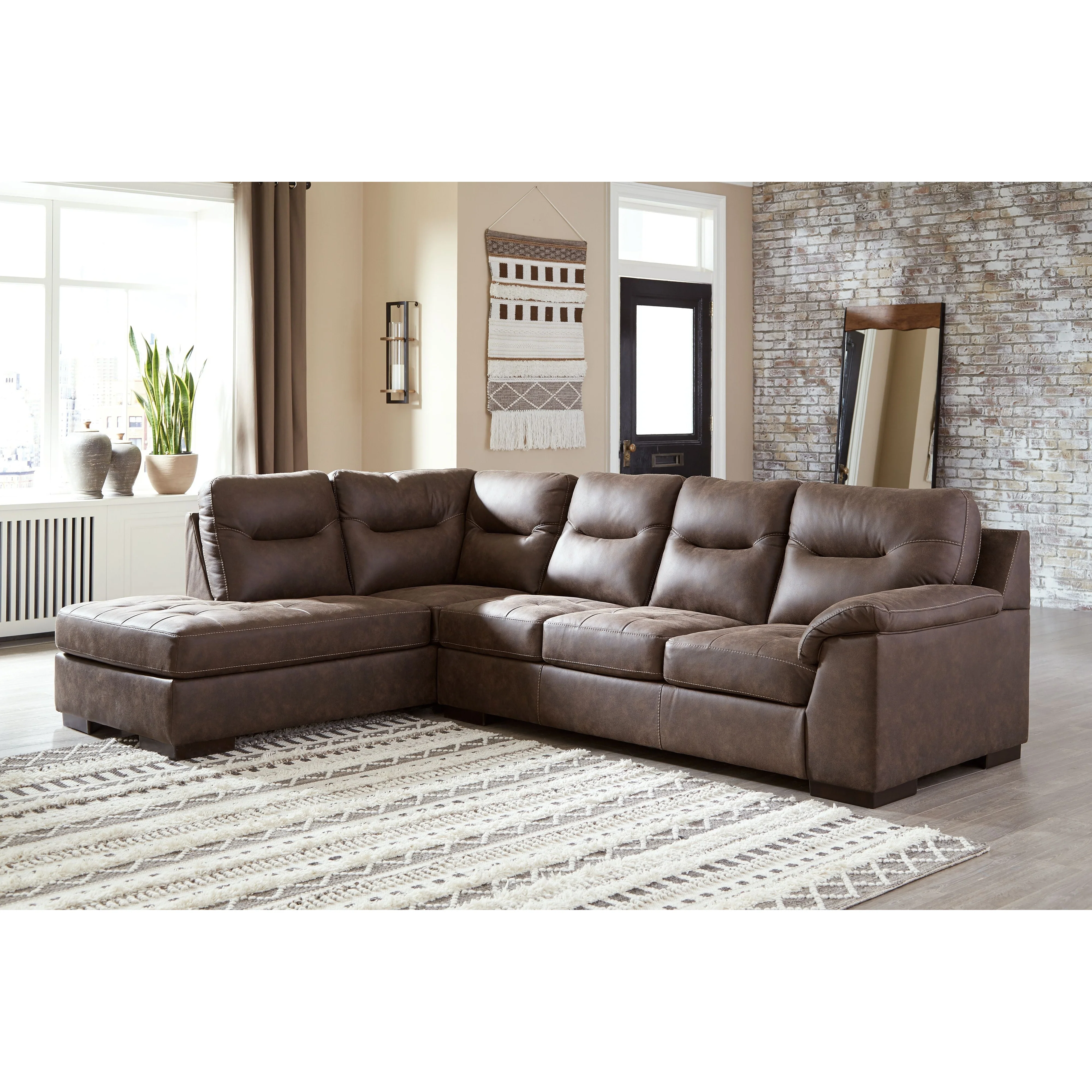 Maderla - Walnut - Left Arm Facing Chaise 2 Pc Sectional