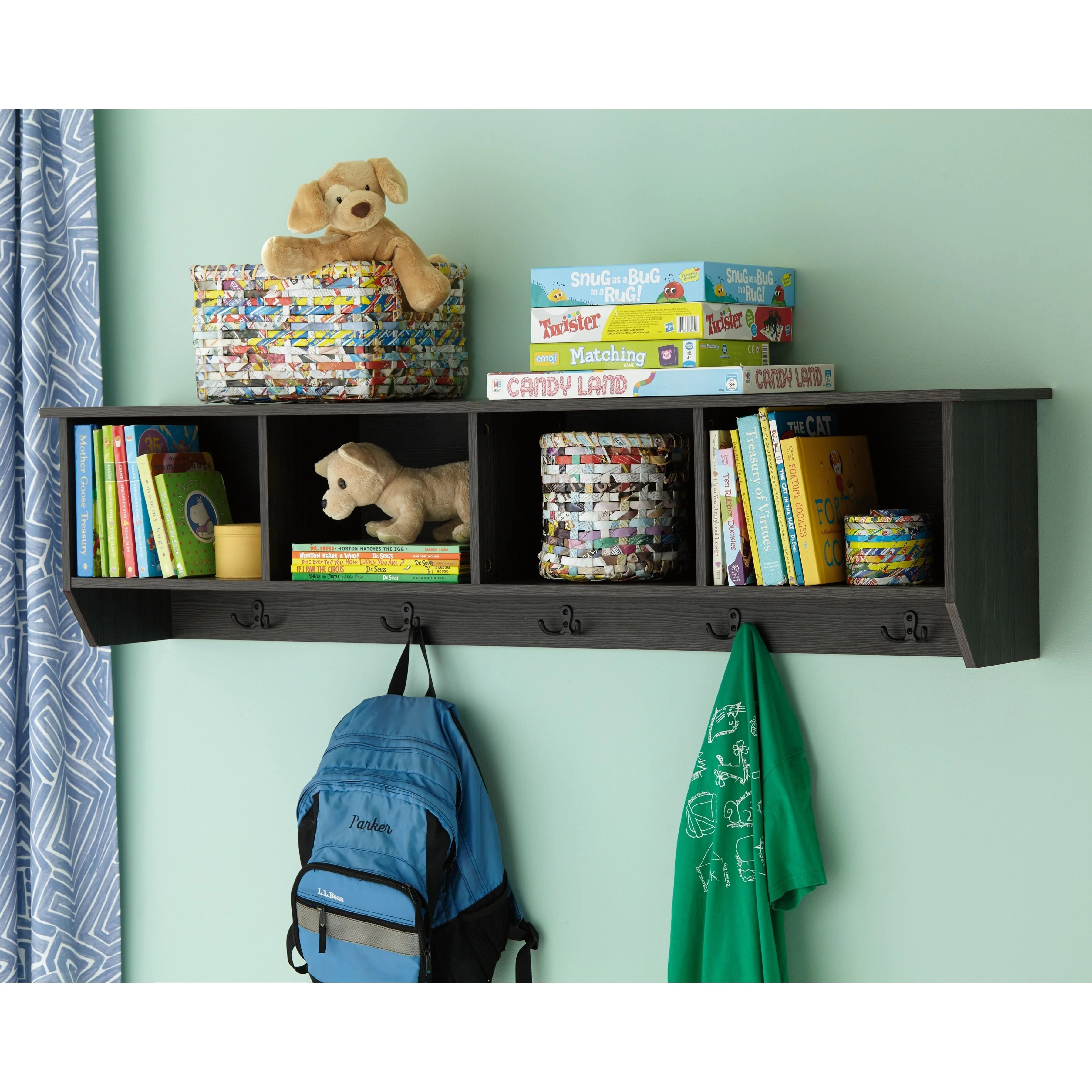Mansi - Gray - Wall Shelf - 5-hooks - Image 2