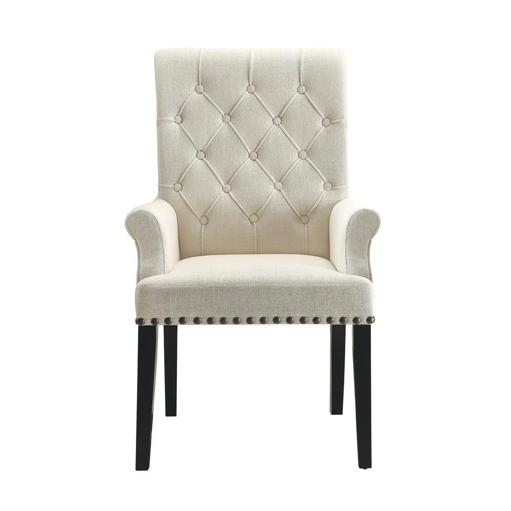 Mapleton - Tufted Back Upholstered Arm Chair - White - Image 2