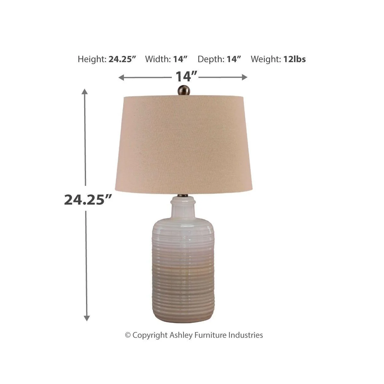 Marnina - Taupe - Ceramic Table Lamp (2/cn) - Image 5