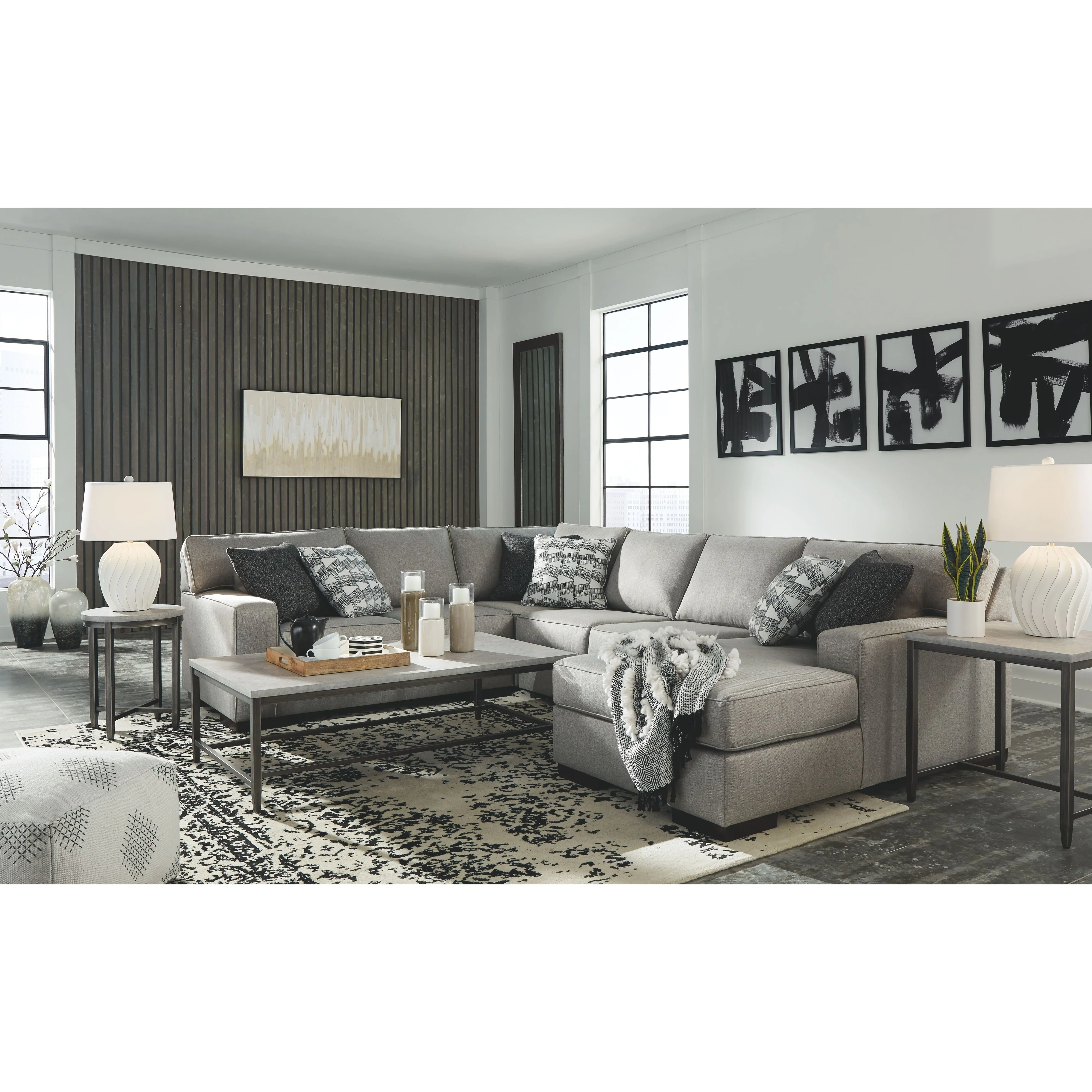 Marsing Nuvella - Slate - Left Arm Facing Loveseat 4 Pc Sectional - Image 2