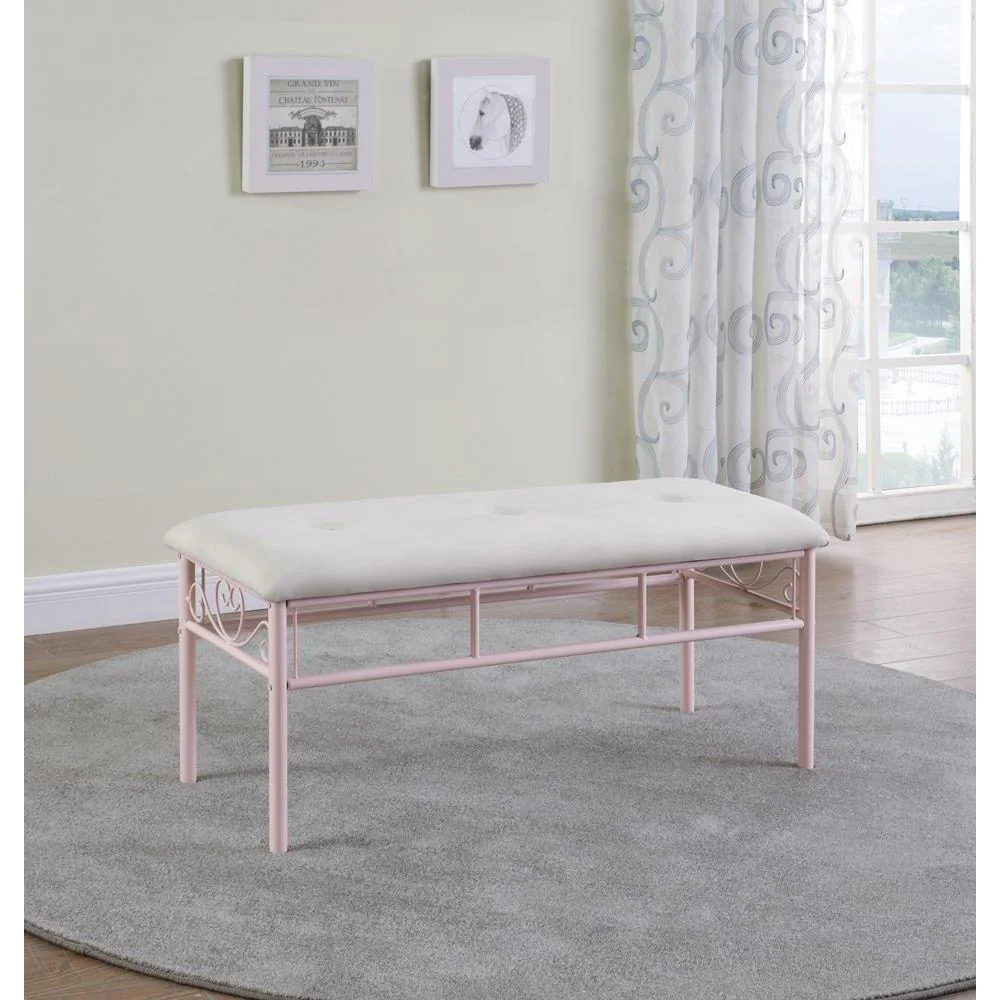 Massi - Tufted Upholstered Bench - Pink