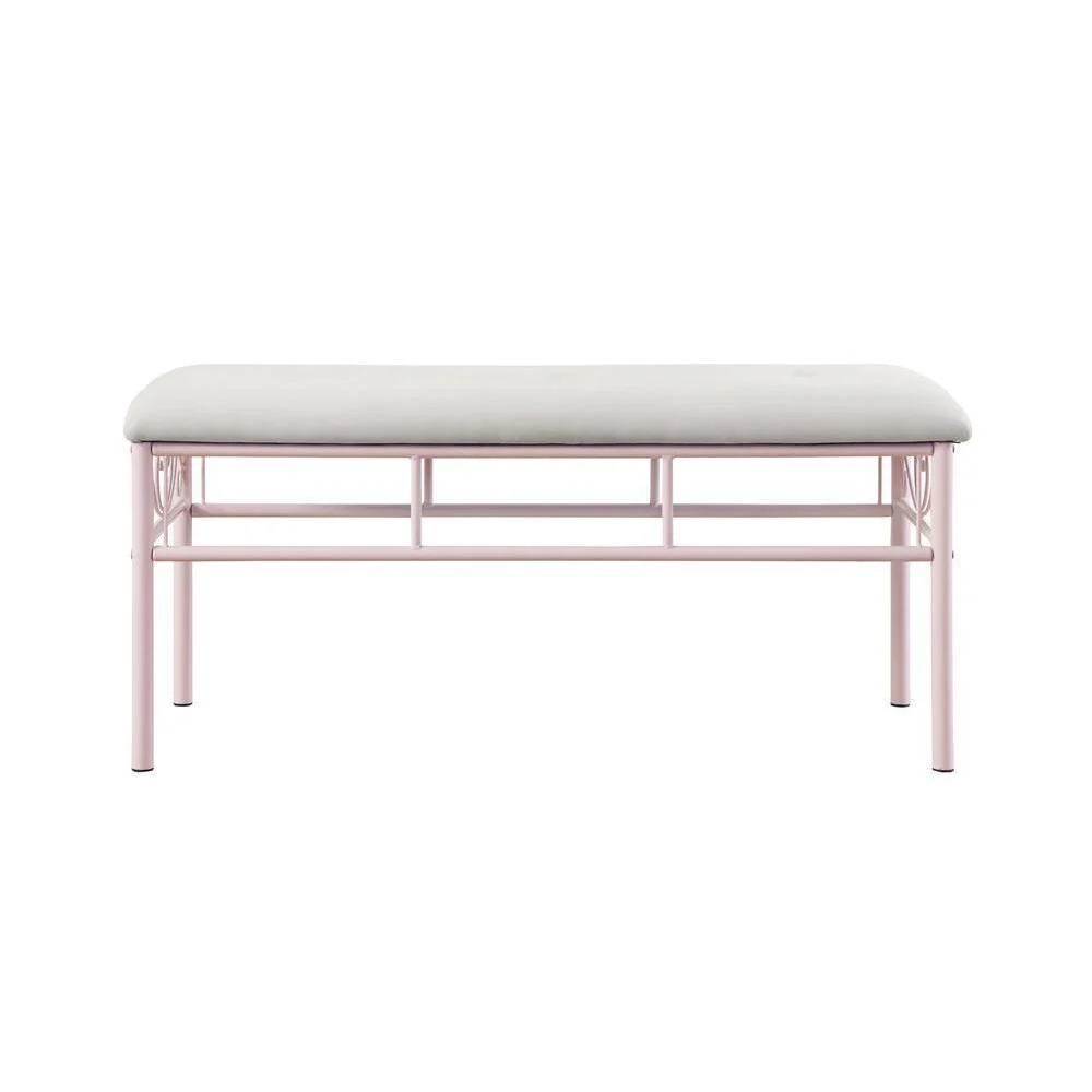 Massi - Tufted Upholstered Bench - Pink - Image 3