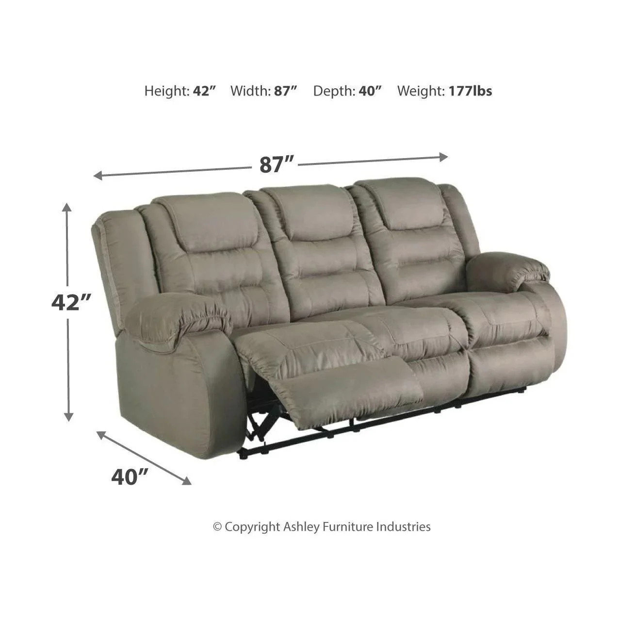 Mccade - Cobblestone - Reclining Sofa - Image 8