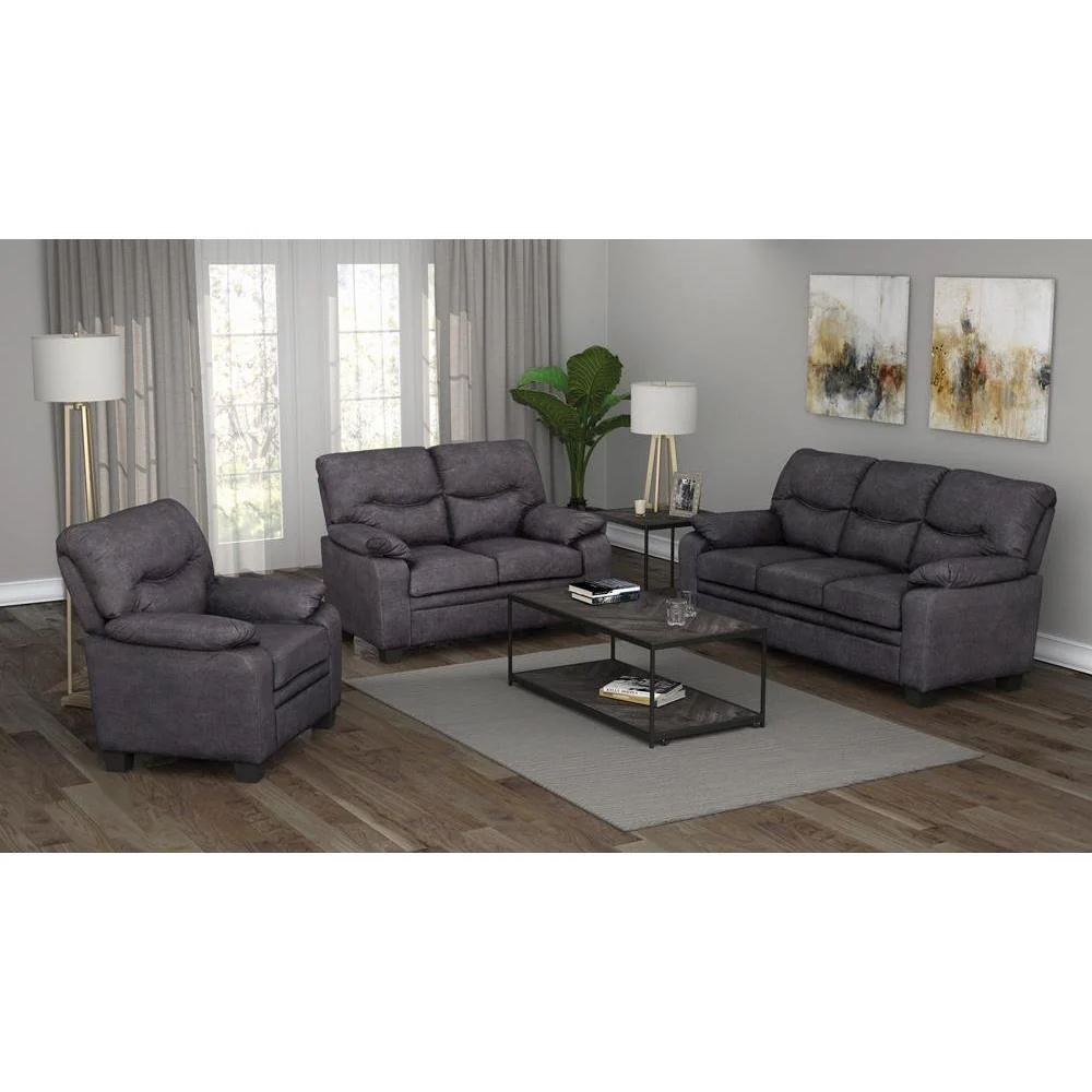 Meagan Pillow Top Arms Upholstered Loveseat - Charcoal