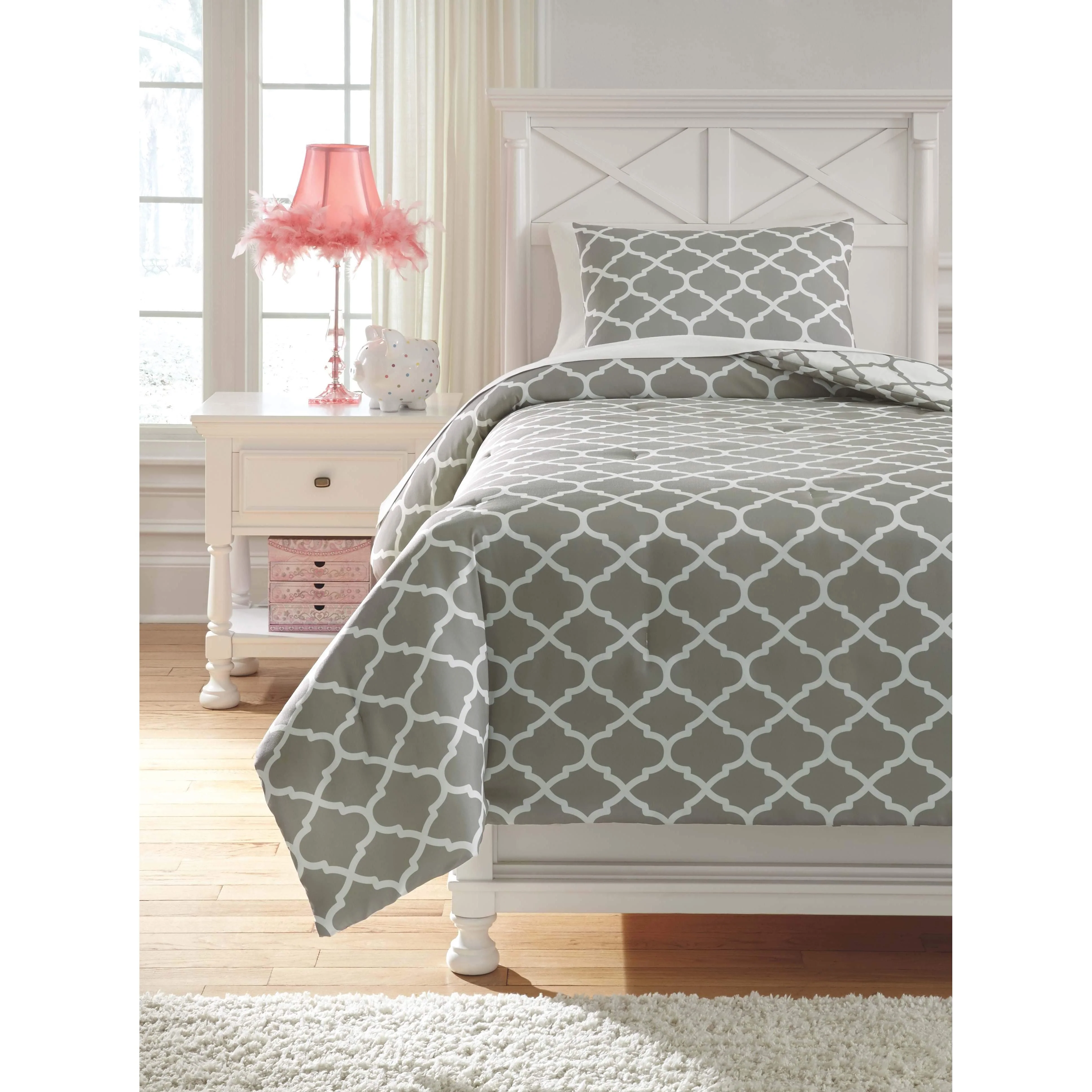 Media - Gray/white - Twin Comforter Set - Image 3