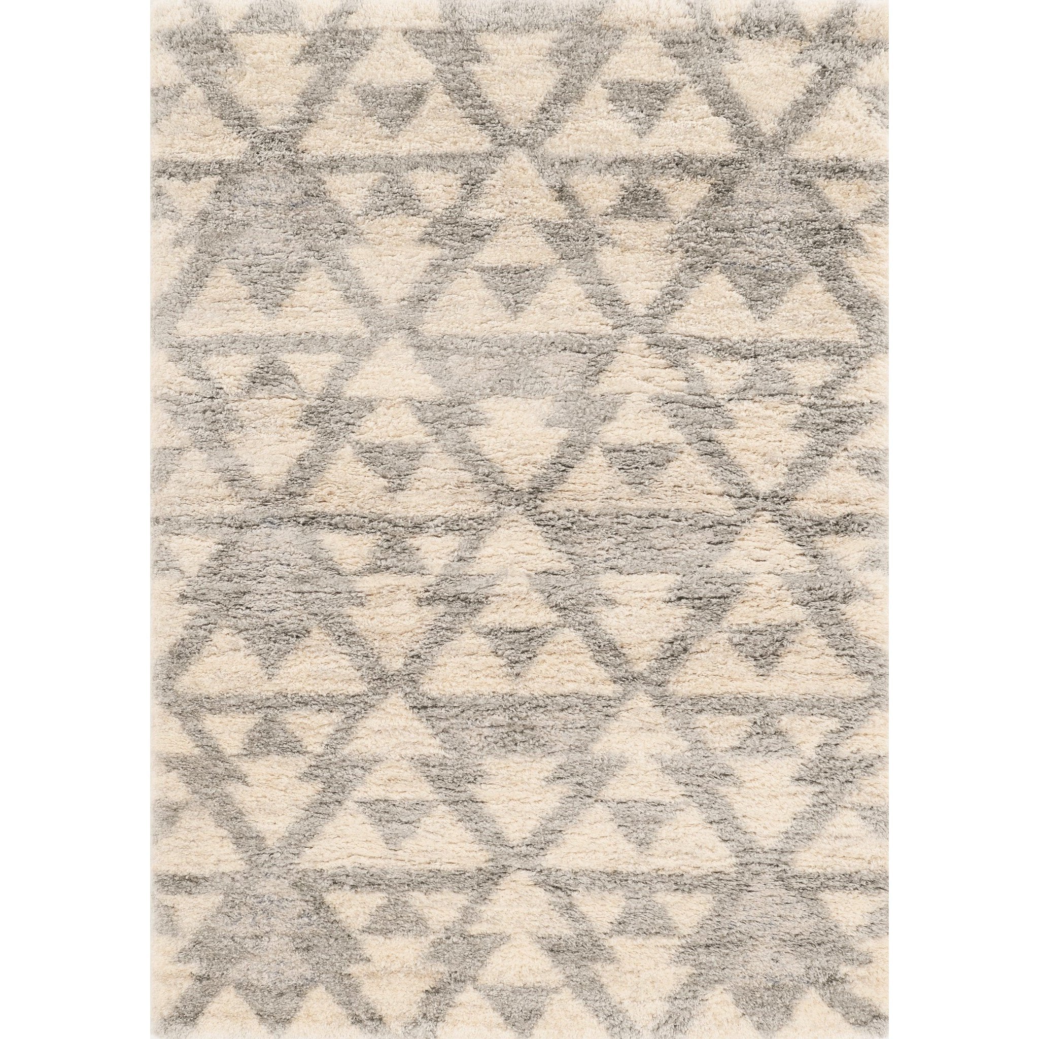 KAS Merino Ivory/Grey Southern 5'3"x7'7" Shag Rug