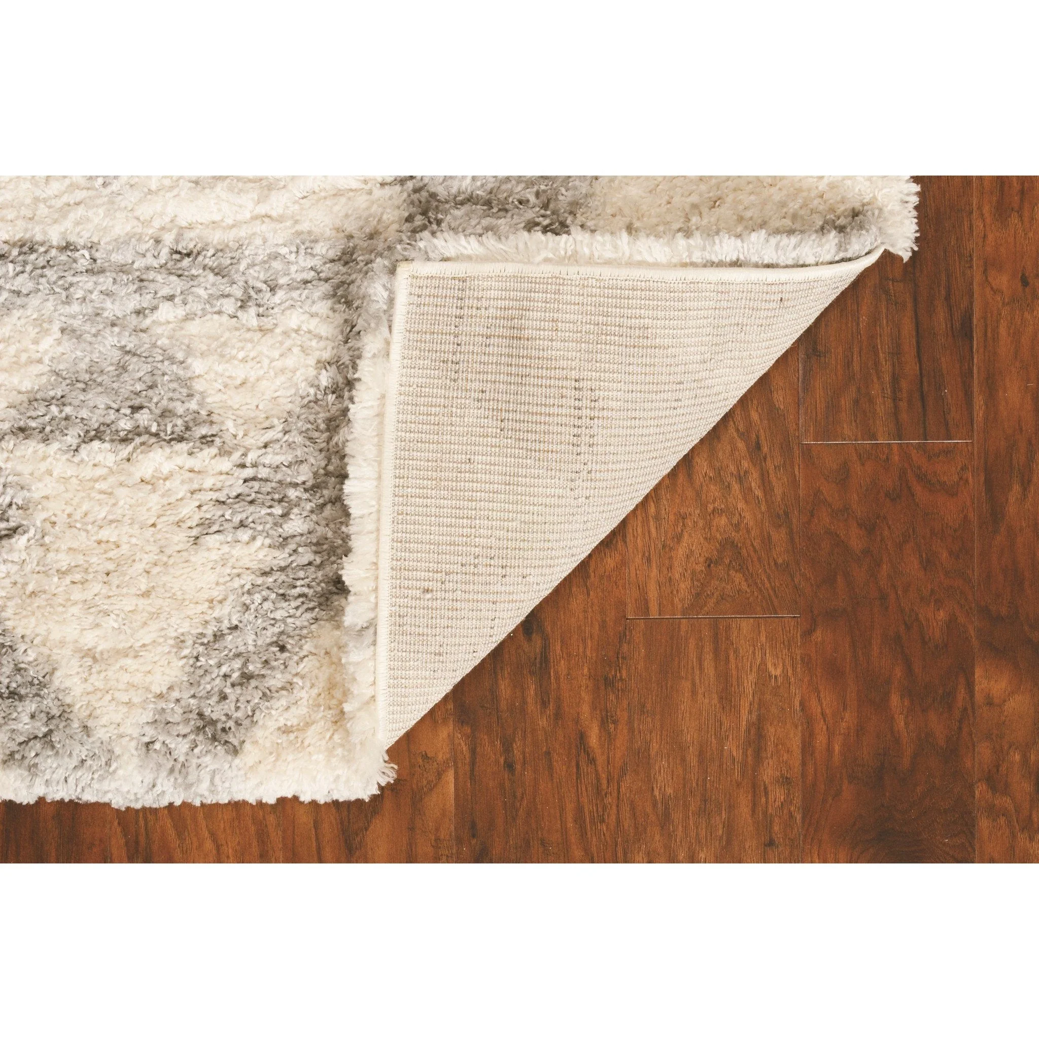 KAS Merino Ivory/Grey Southern 5'3"x7'7" Shag Rug - Image 3