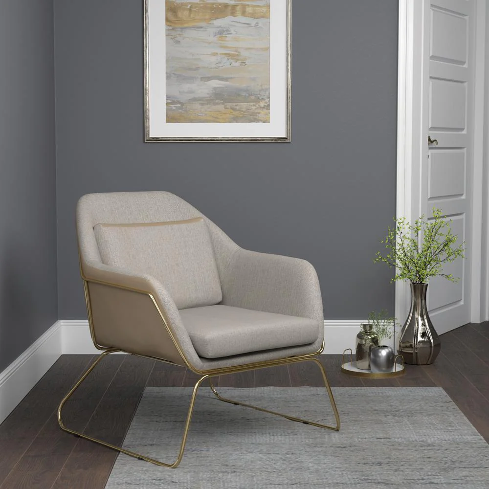 Metal Sled Leg Accent Chair - Beige