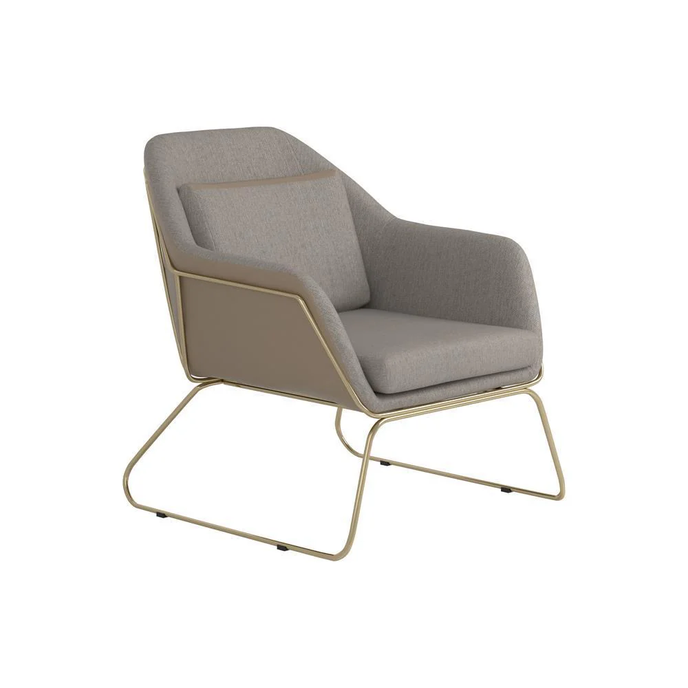 Metal Sled Leg Accent Chair - Beige - Image 2