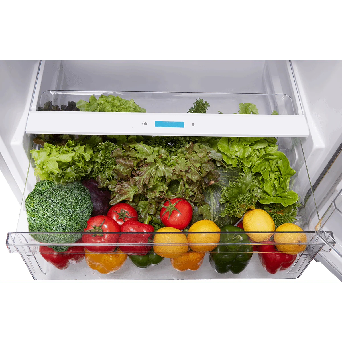 Midea 14 CuFt Top Mount Refrigerator, Glass Shelves, Garage Ready, Ice Maker Ready, in Stainless - Image 5