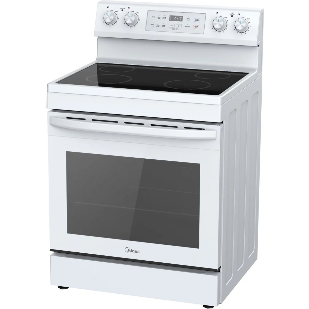 Midea 30-in Glass Top 4 burners 6.3-cu ft Freestanding Electric Range in White - Image 2